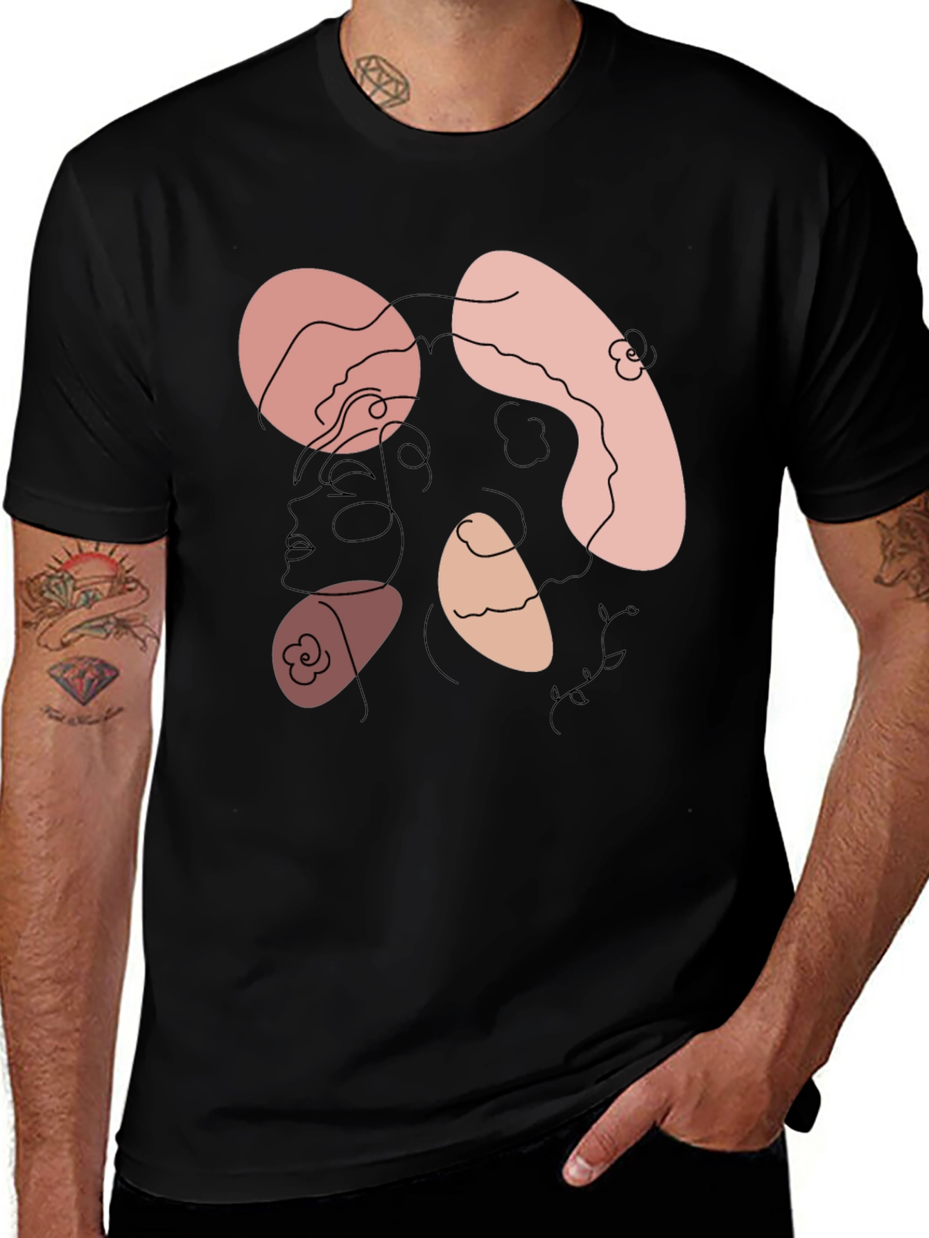 Variant 14 of Abstract Face Graphic Tee - Modern Art Shirt