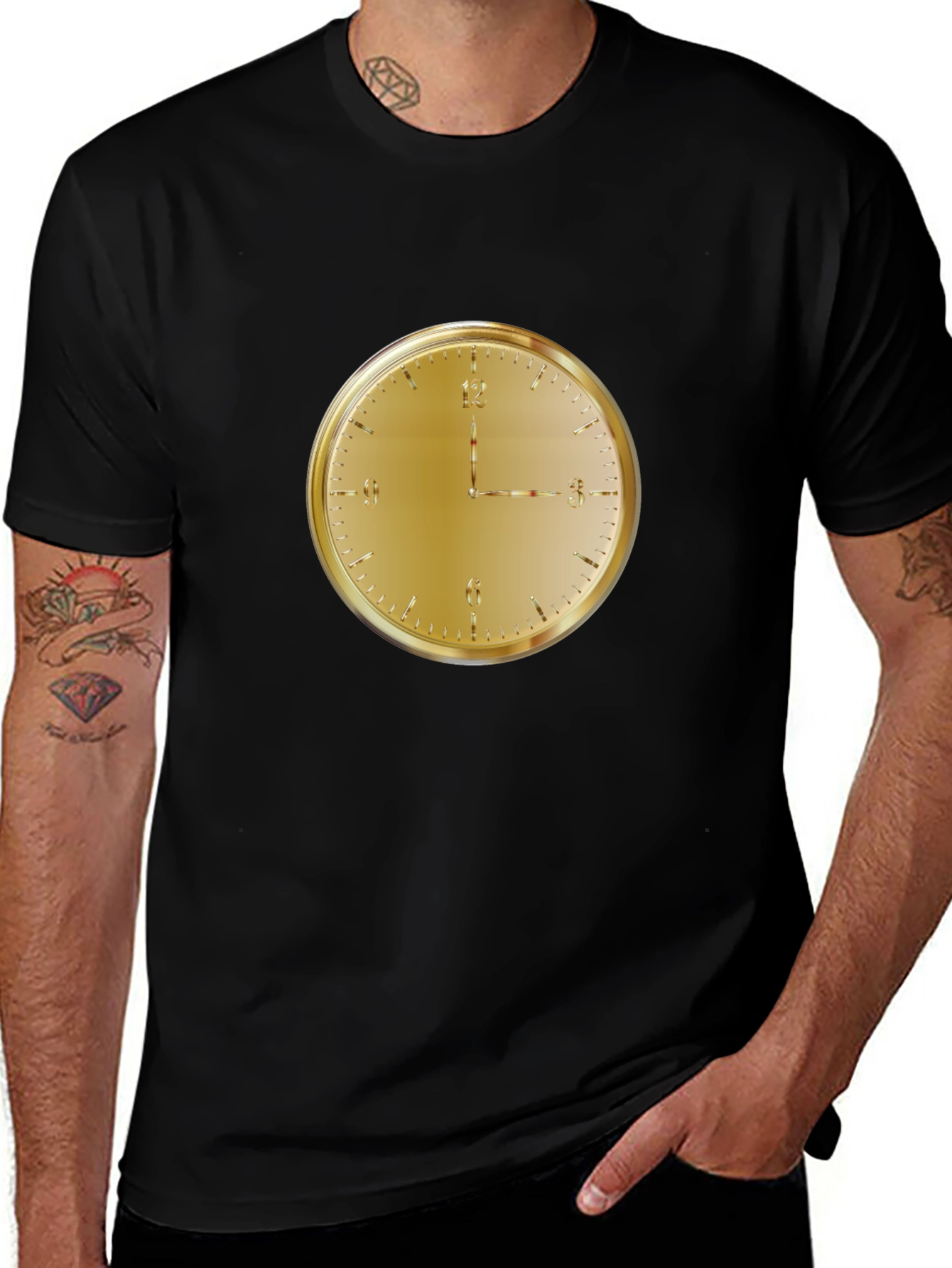 Variant 3 of Golden Clock Face Black T-Shirt