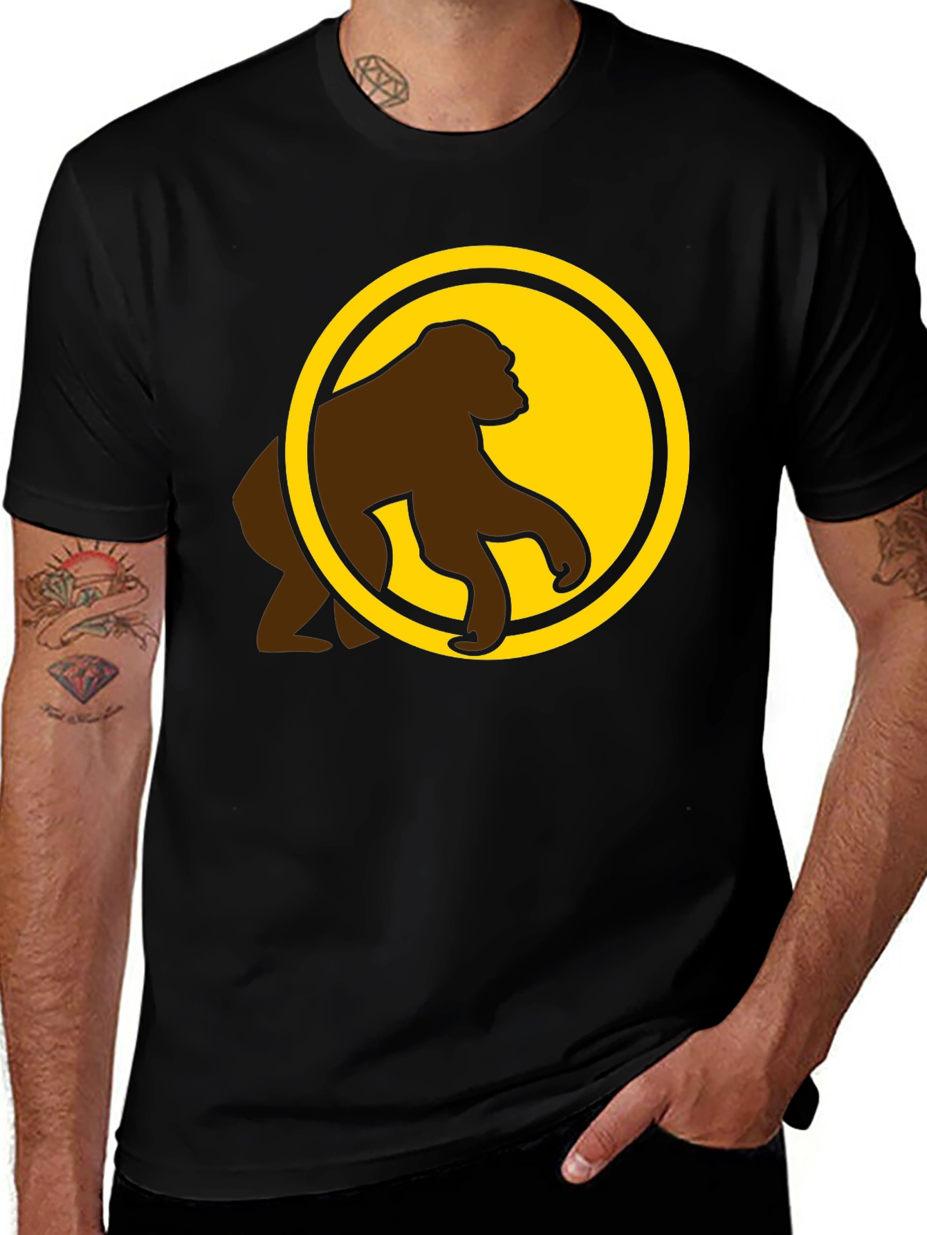Variant 22 of Gorilla Graphic Print Black T-Shirt