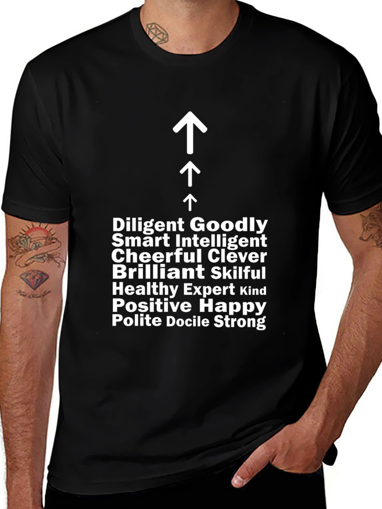 Black Motivational Word List T-Shirt main image