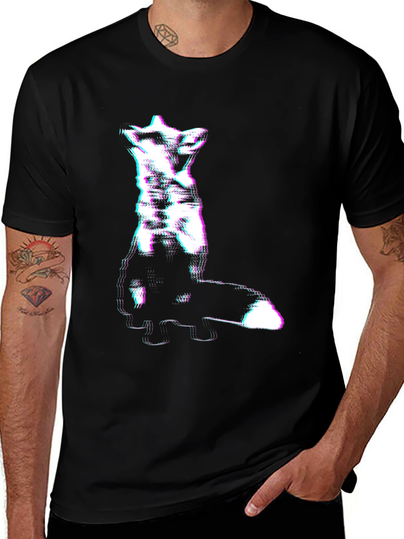 Variant 21 of Abstract Glitch Fox Tee - Trendy Graphic T-Shirt