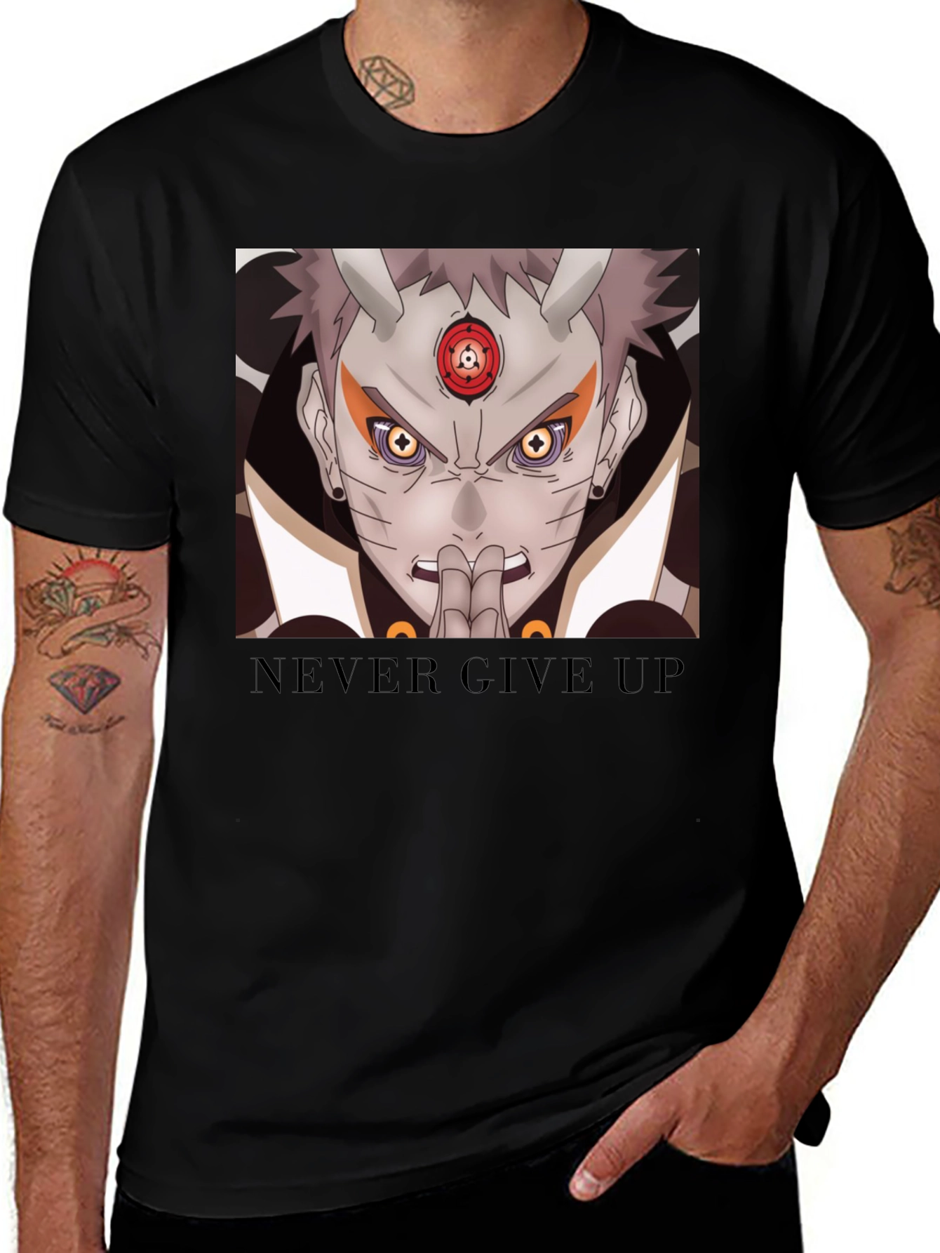 Naruto Inspired Graphic Tee - Never Give Up