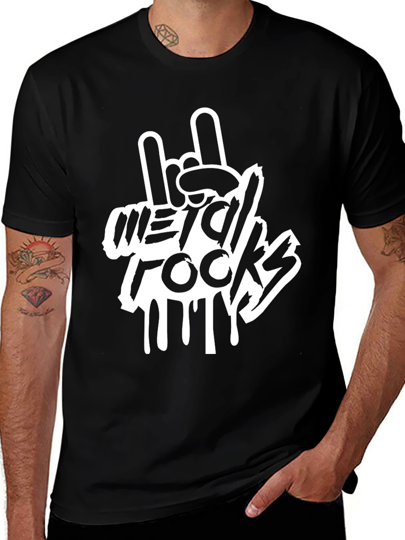Variant 25 of Metal Rocks T-Shirt - Rock On Hand Gesture