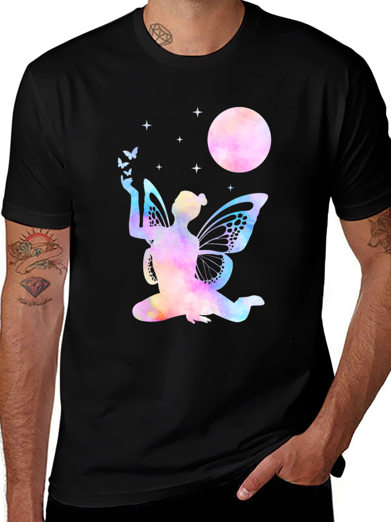 Variant 14 of Watercolor Fairy Moon Black Tee