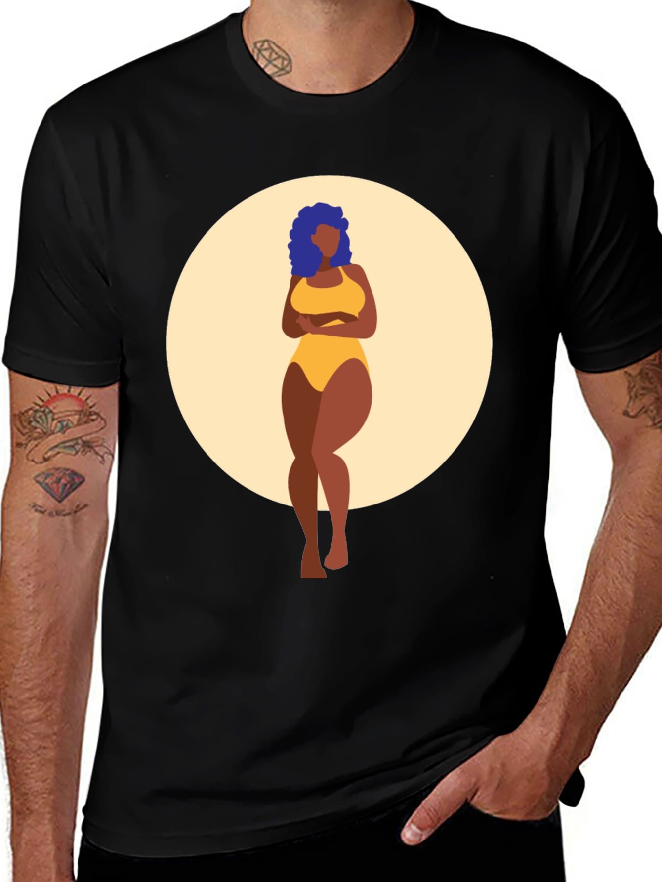 Variant 6 of Black Graphic Tee - Curvy Woman Art Print