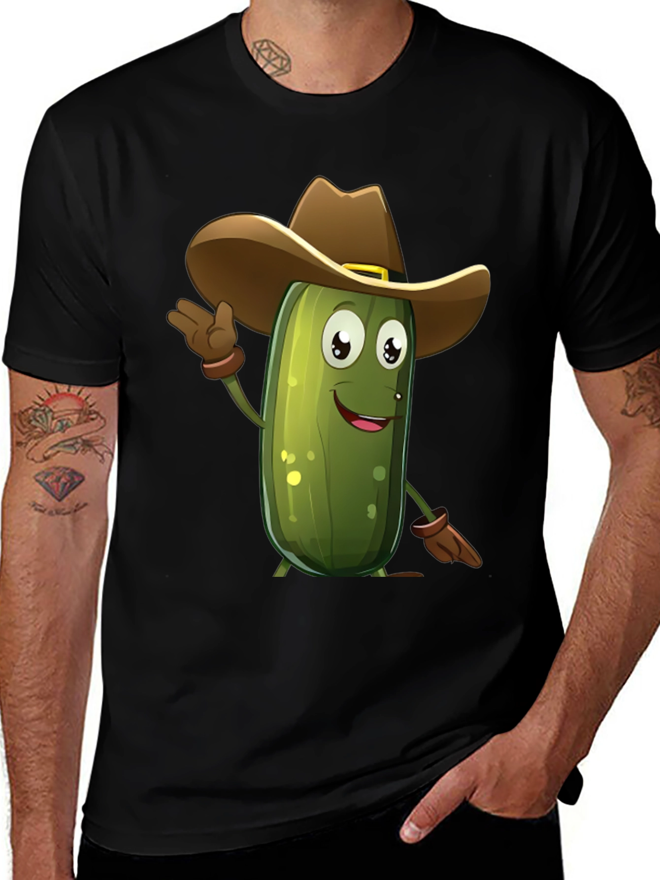 Variant 19 of Pickle Cowboy T-Shirt - Funny Cartoon Tee