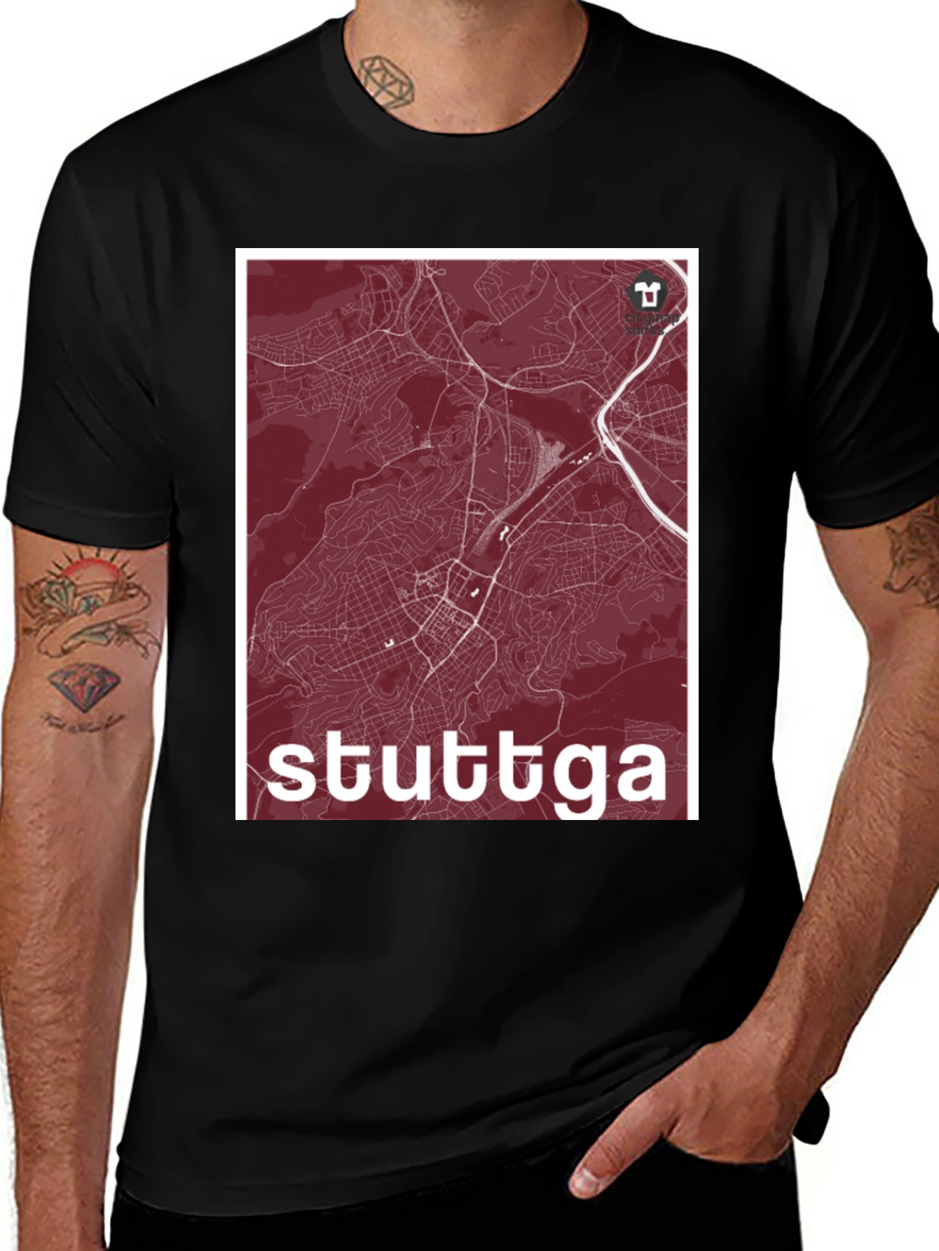Stuttgart Map T-Shirt - City Road Design