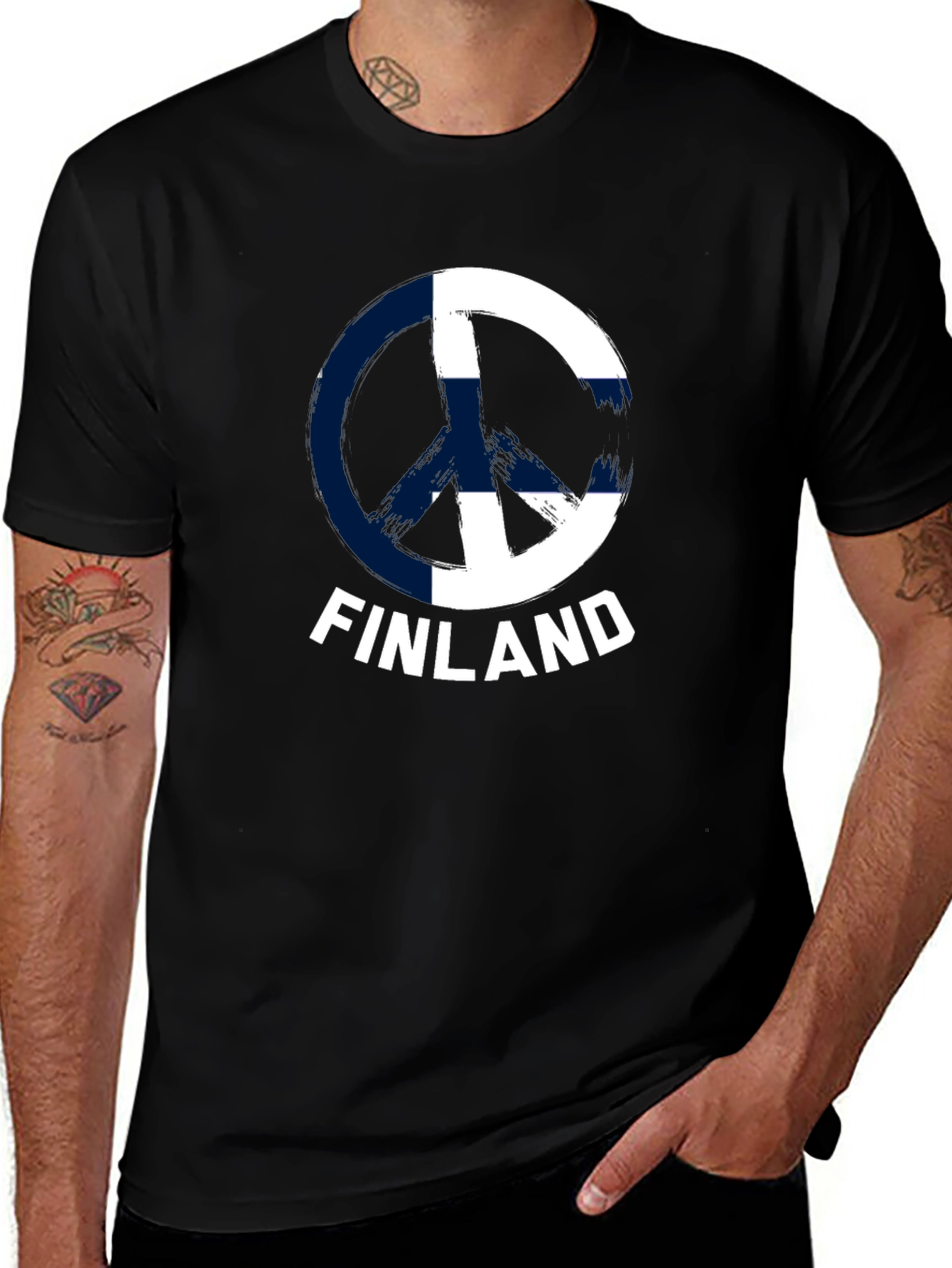 Finland Flag Peace Sign T-Shirt