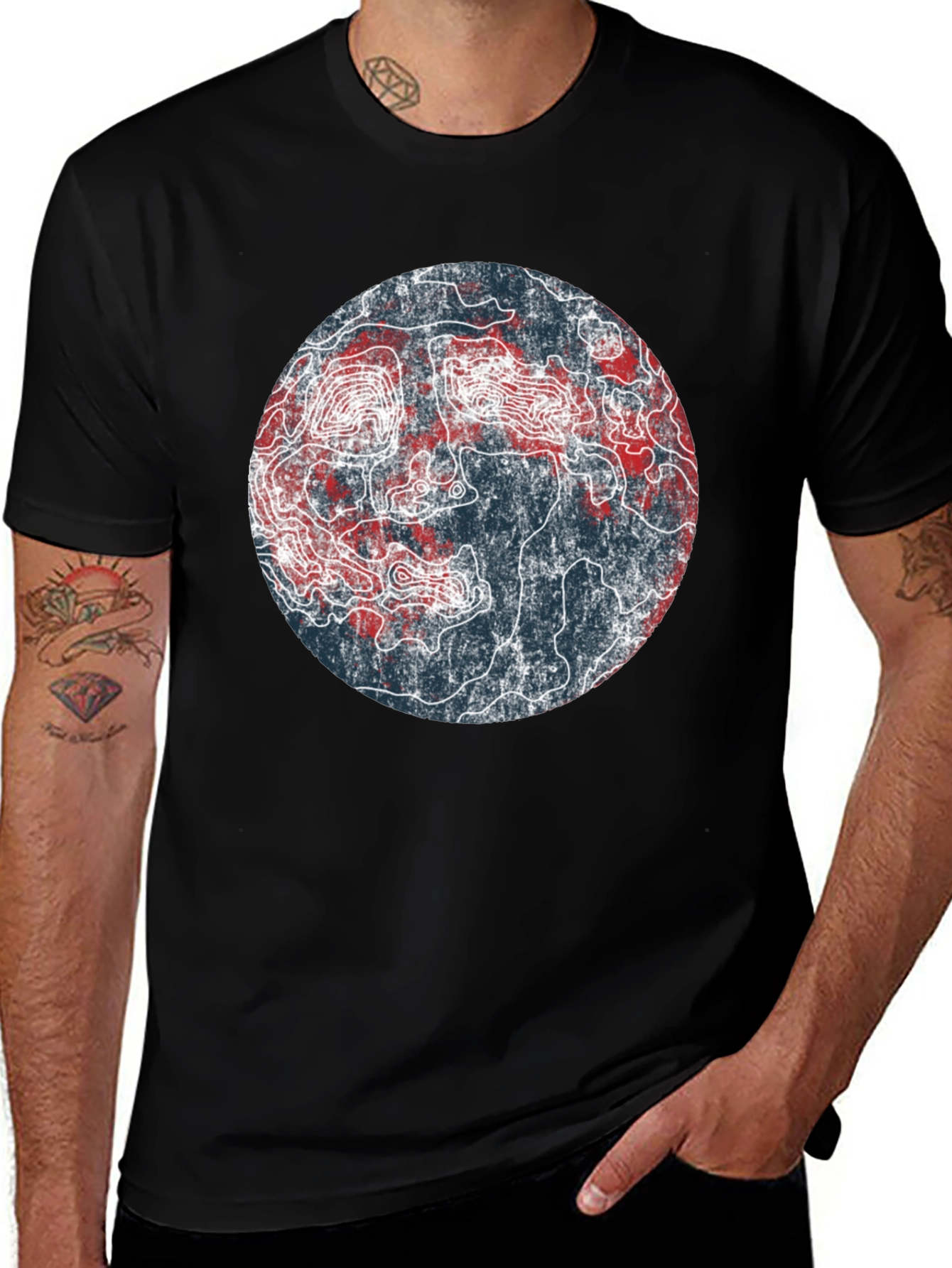Variant 8 of Topographic Map Graphic Tee - Unique Design!
