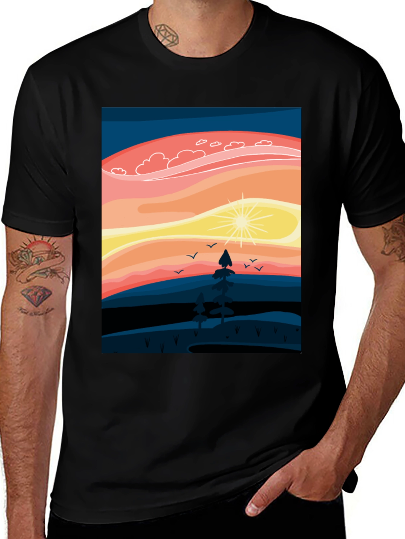 Variant 14 of Sunset Mountain Scene Graphic Tee