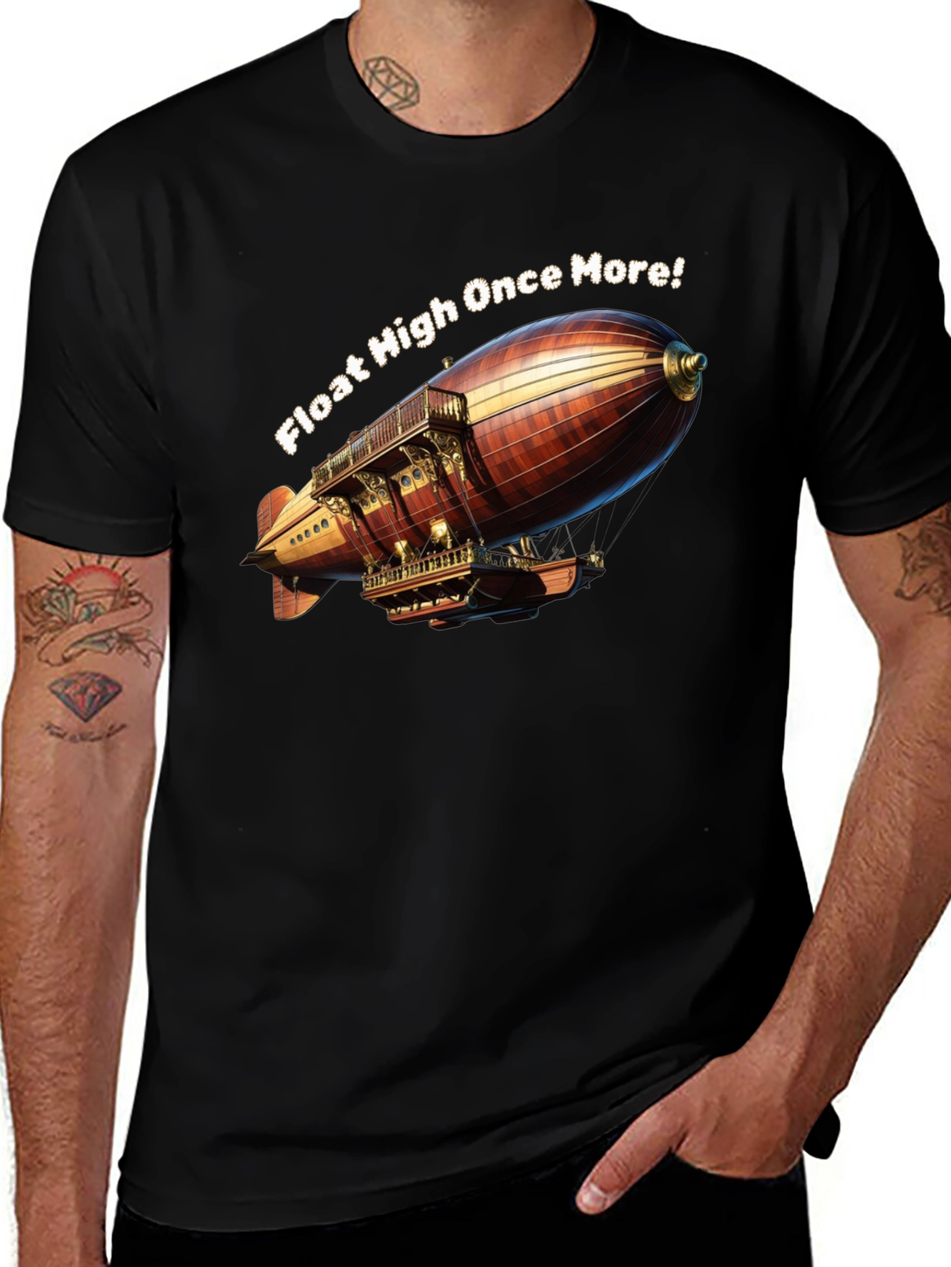 Variant 15 of Steampunk Airship T-Shirt: Float High Once More!