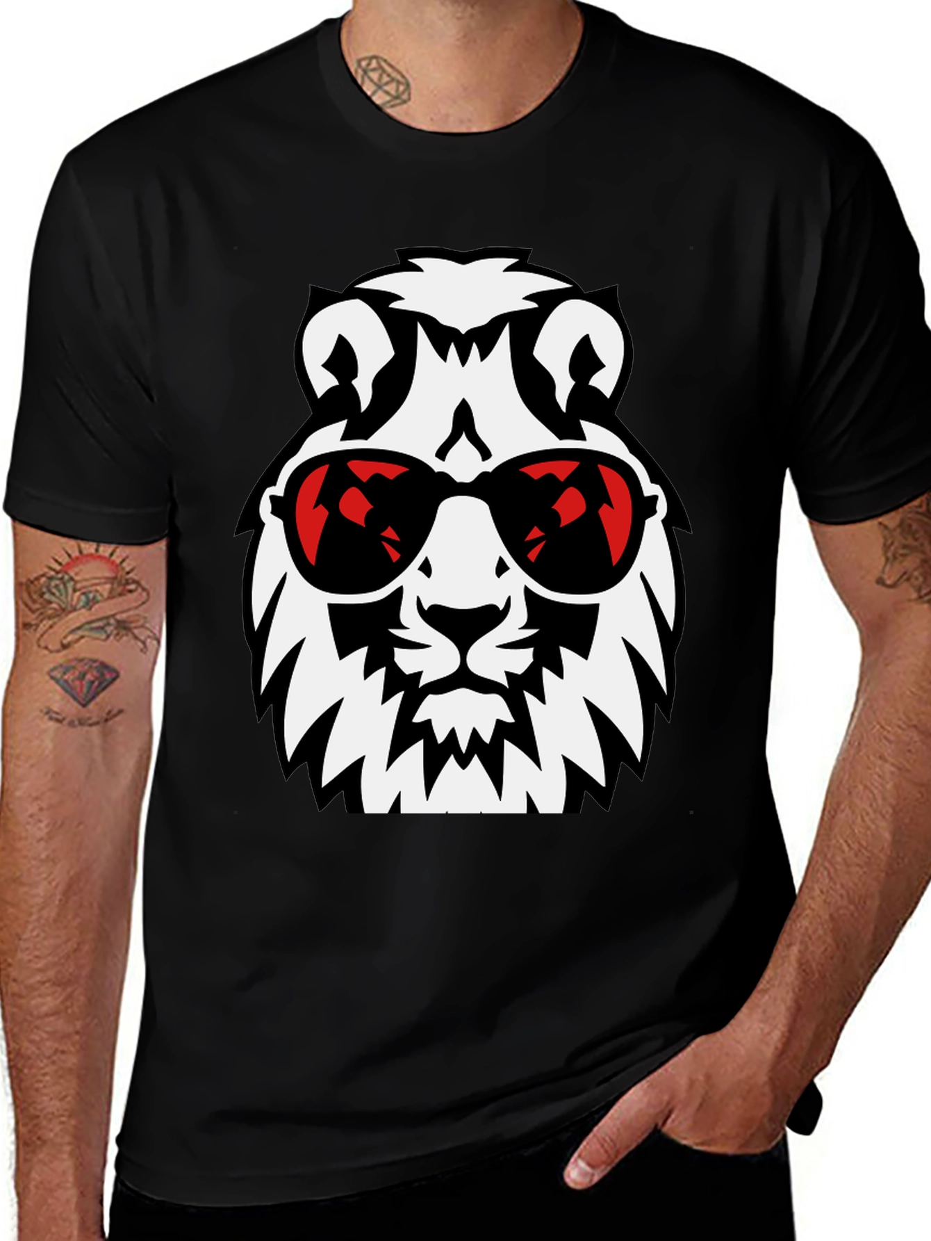 Variant 11 of Cool Lion Graphic Tee - Stylish Black T-Shirt