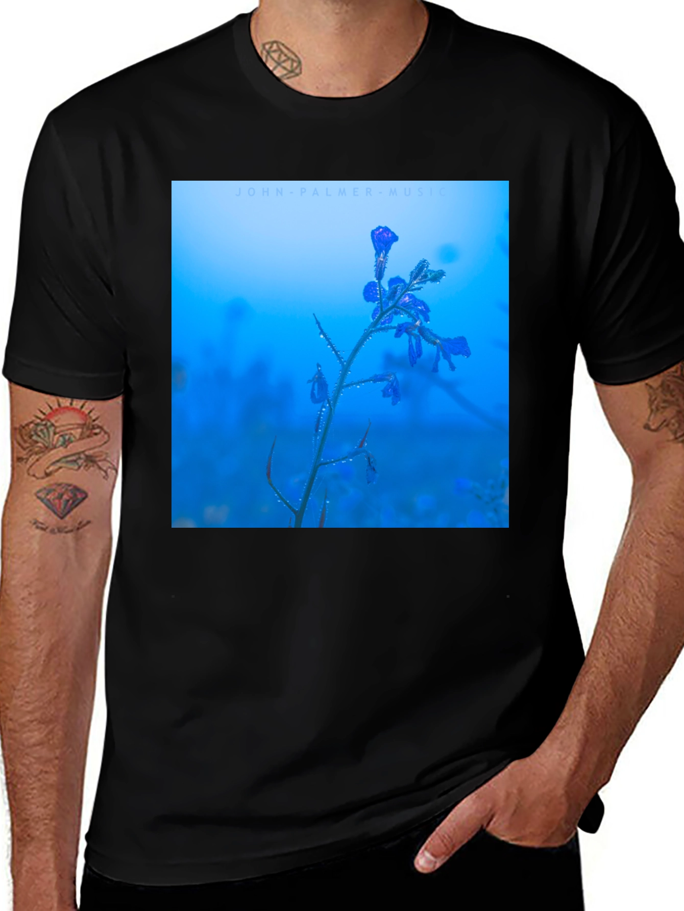 Variant 7 of John Palmer Music Blue Floral T-Shirt
