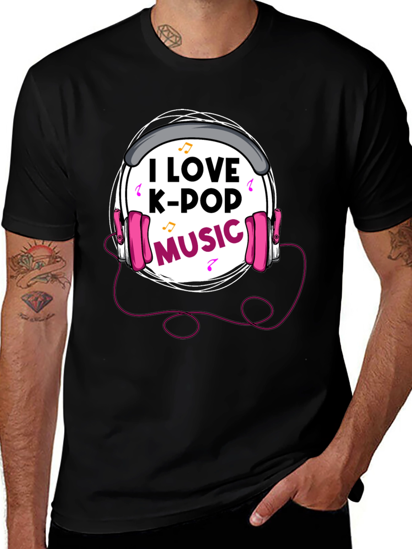 I Love K-Pop Music Black T-Shirt