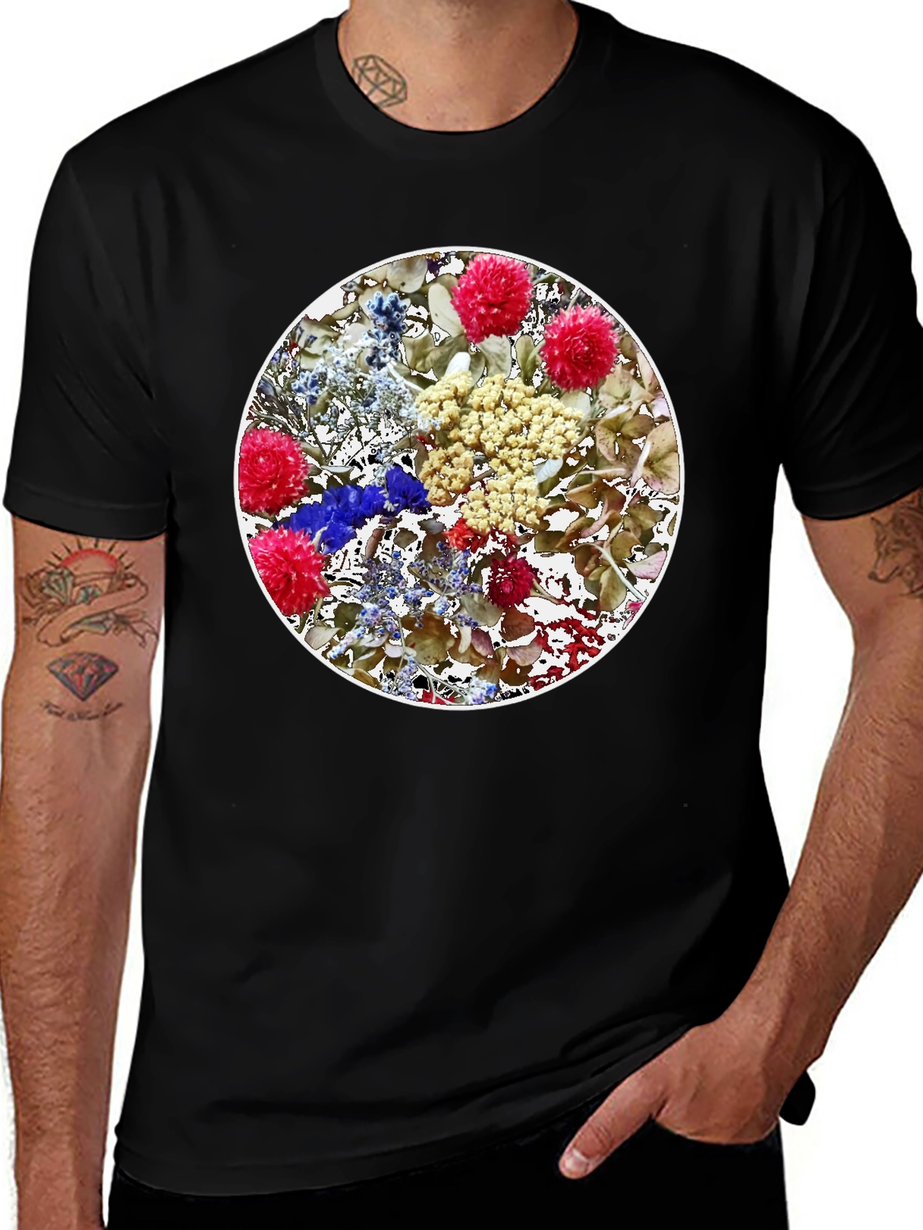 Variant 7 of Floral Medallion Black T-Shirt