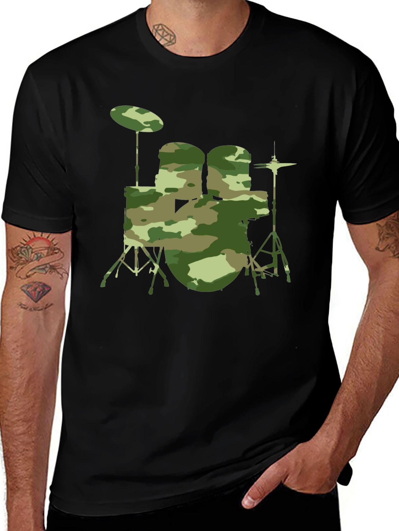 Variant 27 of Camouflage Drum Set Graphic Tee