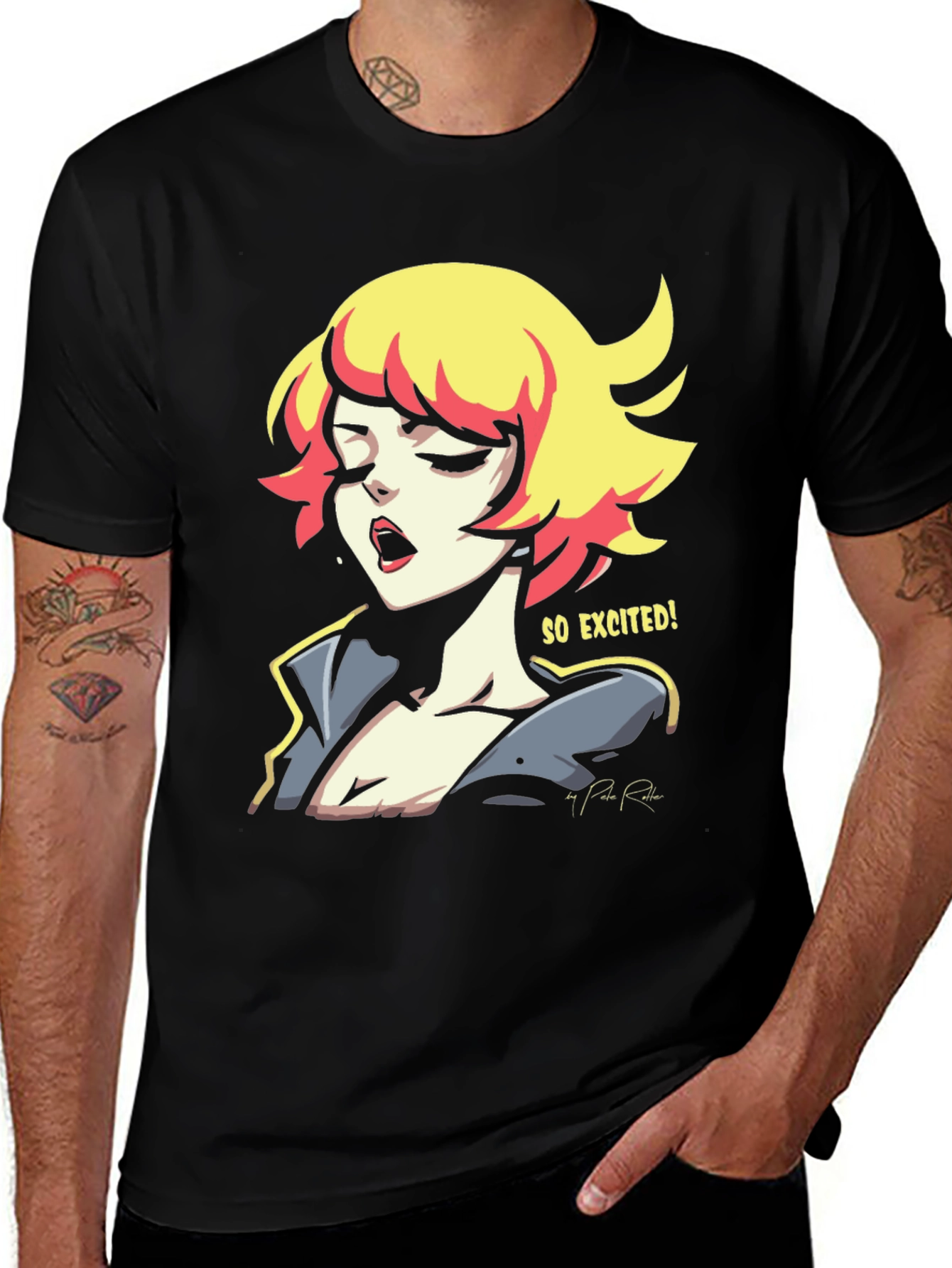 Variant 18 of So Excited! Graphic Print Black T-Shirt