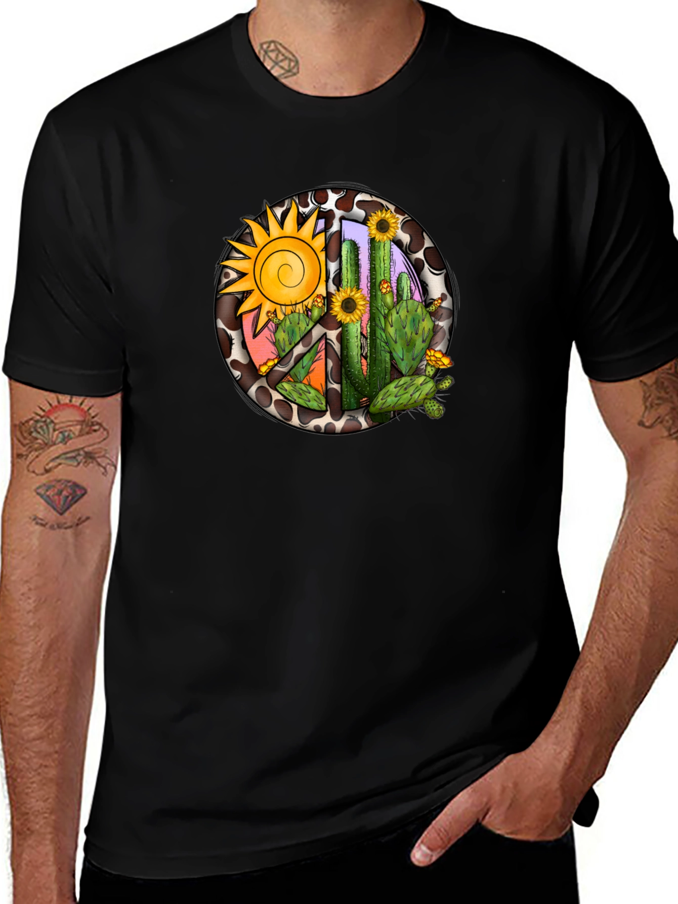 Black Cactus & Sun Graphic Tee main image