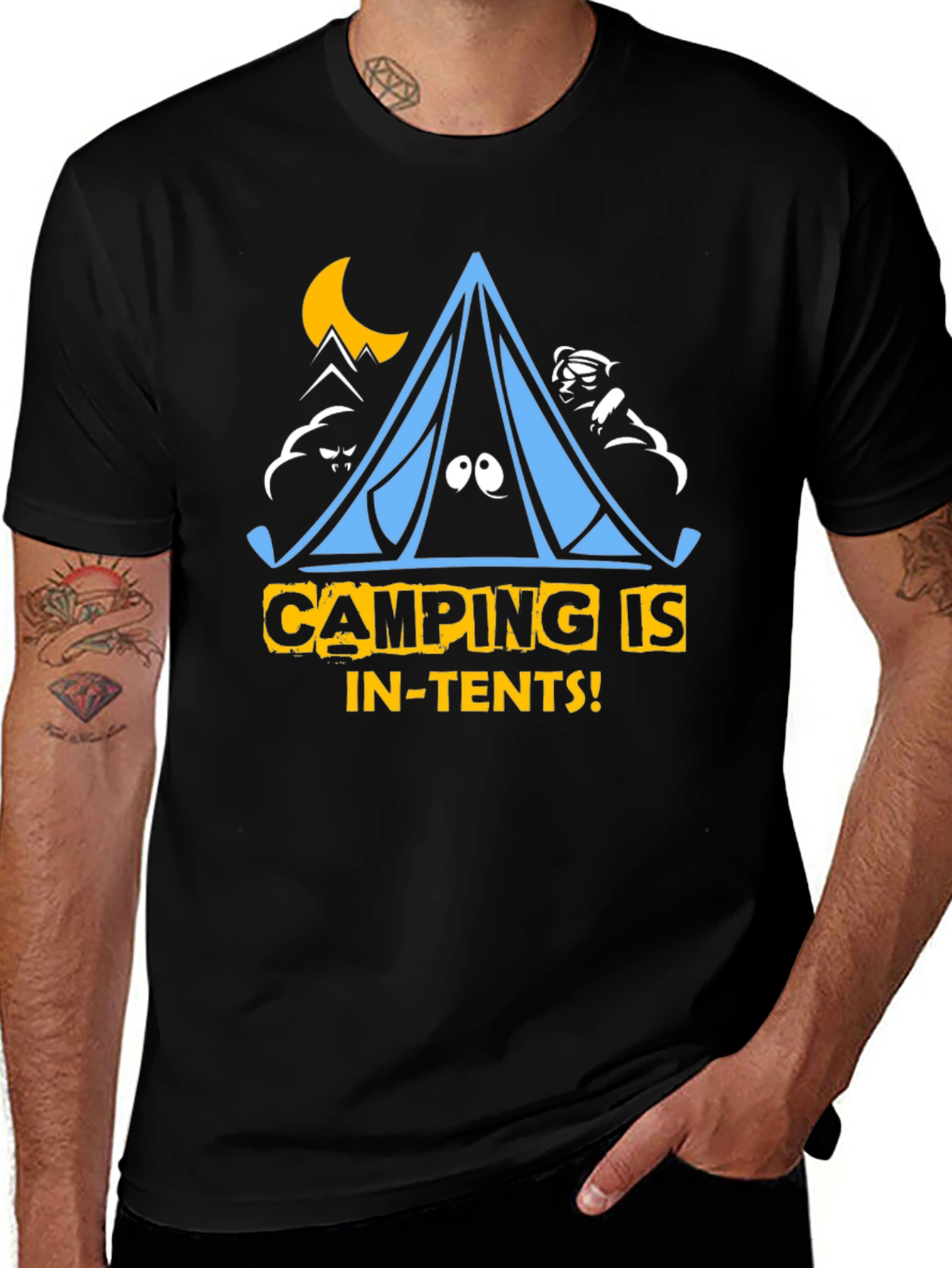Variant 12 of Camping Is In-Tents Black Graphic Tee