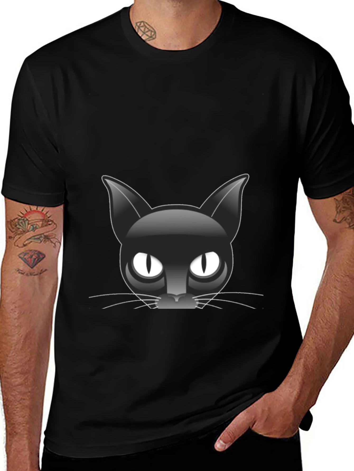 Variant 10 of Black Cat Graphic Tee - Stylish Comfort