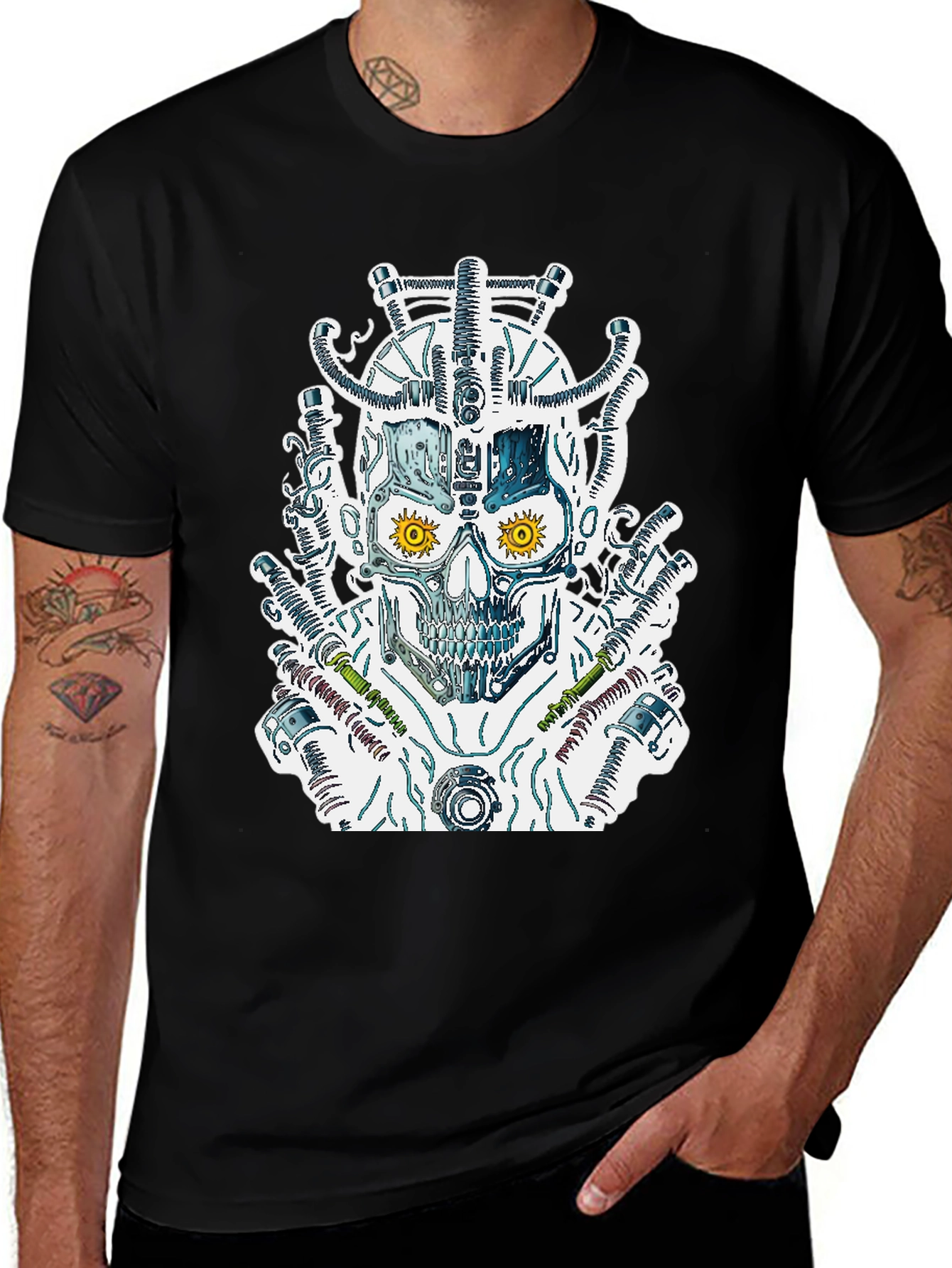 Variant 14 of Steampunk Skull Graphic Tee - Black