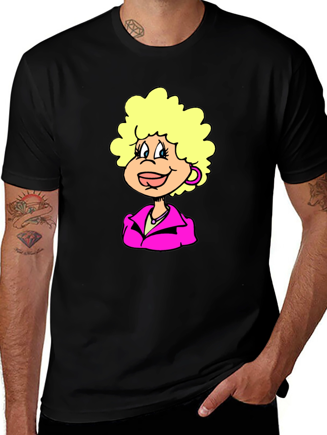 Variant 23 of Fun Cartoon Character Graphic Tee - Black