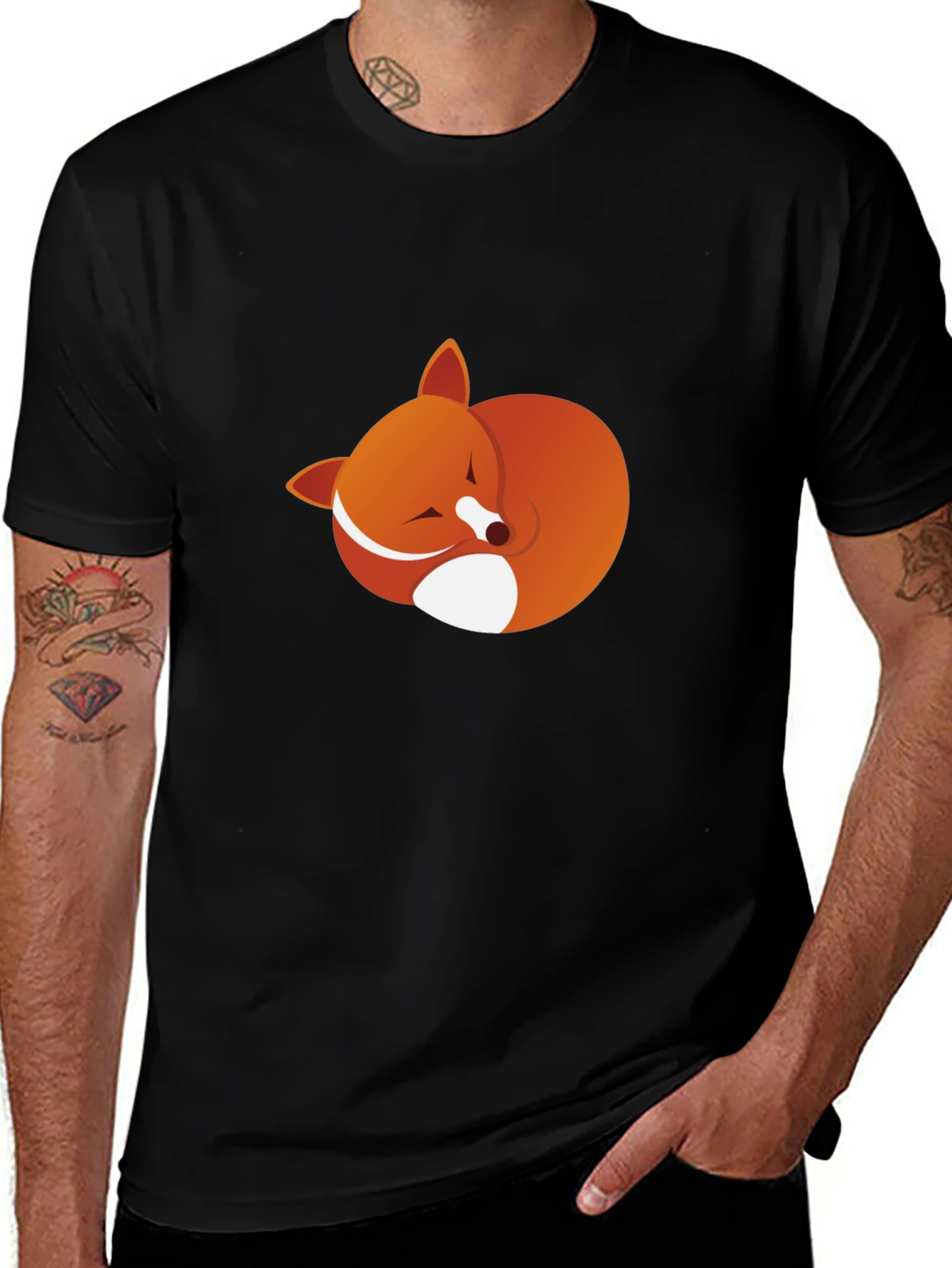 Variant 26 of Sleeping Fox Graphic Tee - Soft Cotton Blend