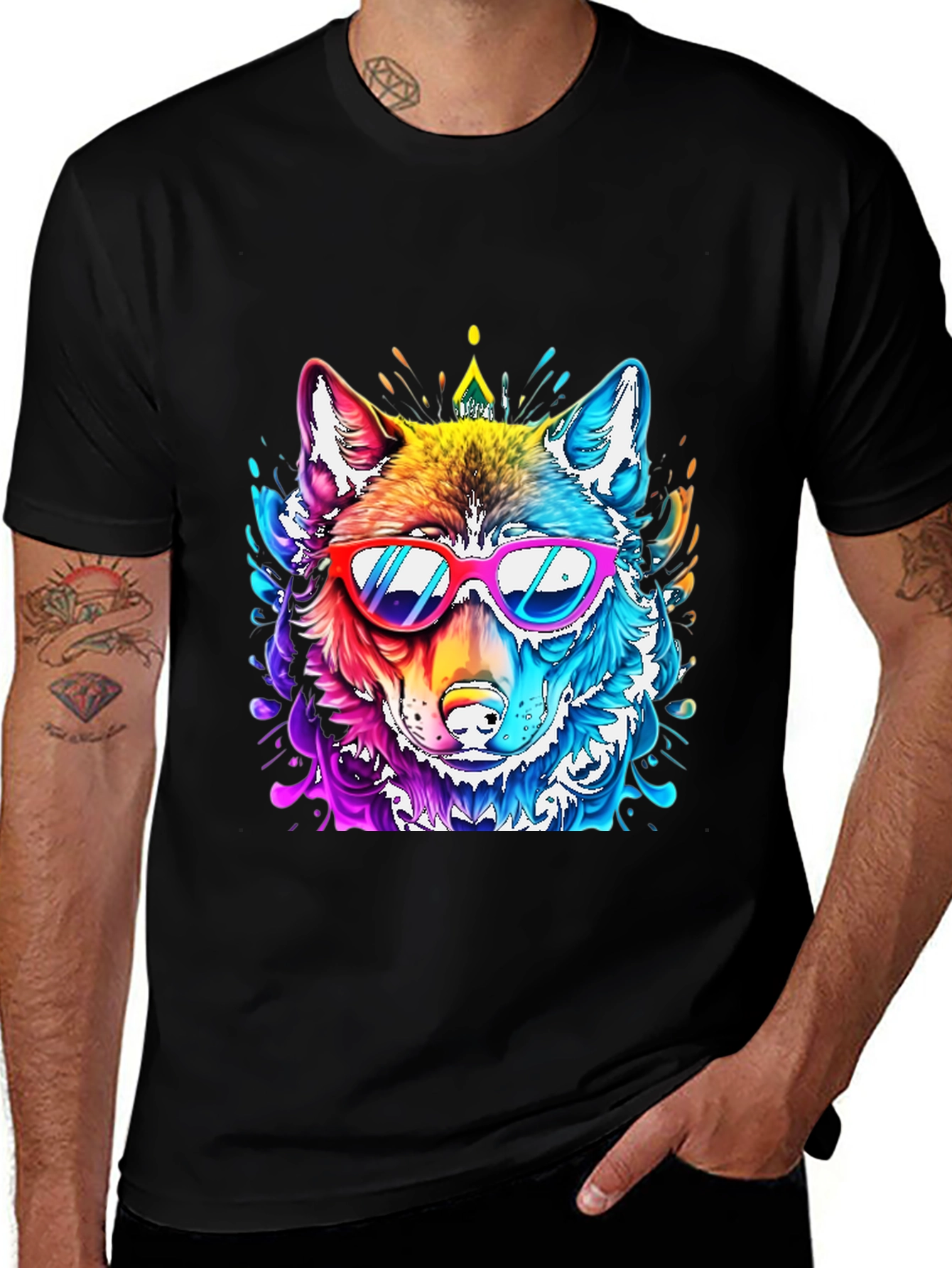 Variant 15 of Cool Colorful Wolf T-Shirt