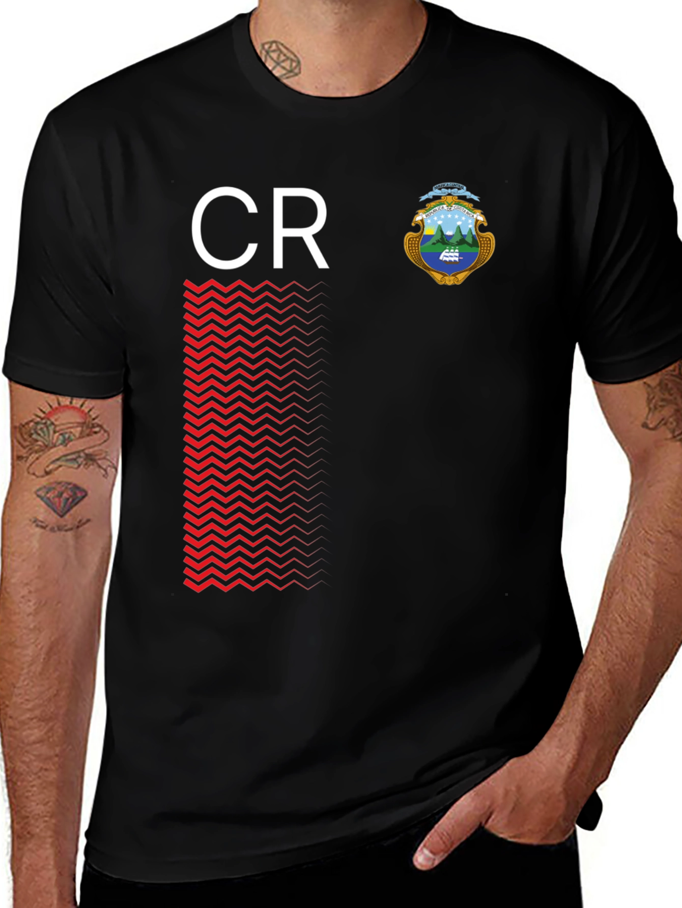 Variant 30 of Costa Rica Soccer Jersey - Black CR Crest Tee
