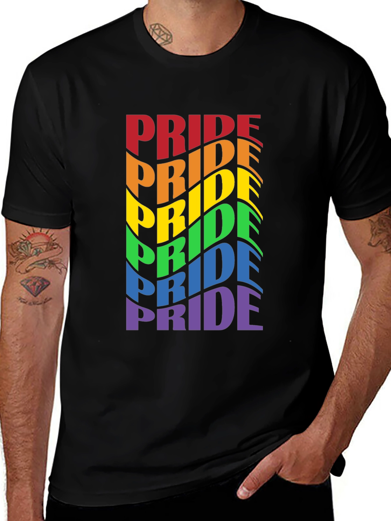 Pride Rainbow T-Shirt - Wavy Text Design