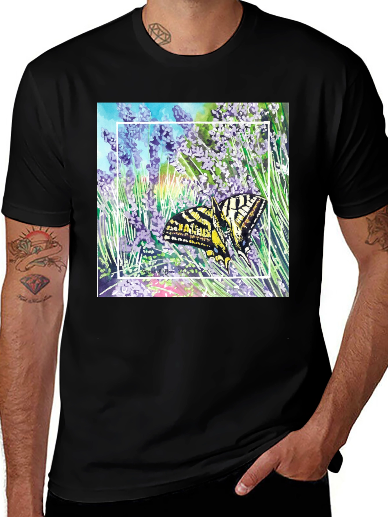 Variant 18 of Butterfly & Lavender Graphic Tee - Nature Lover's Shirt
