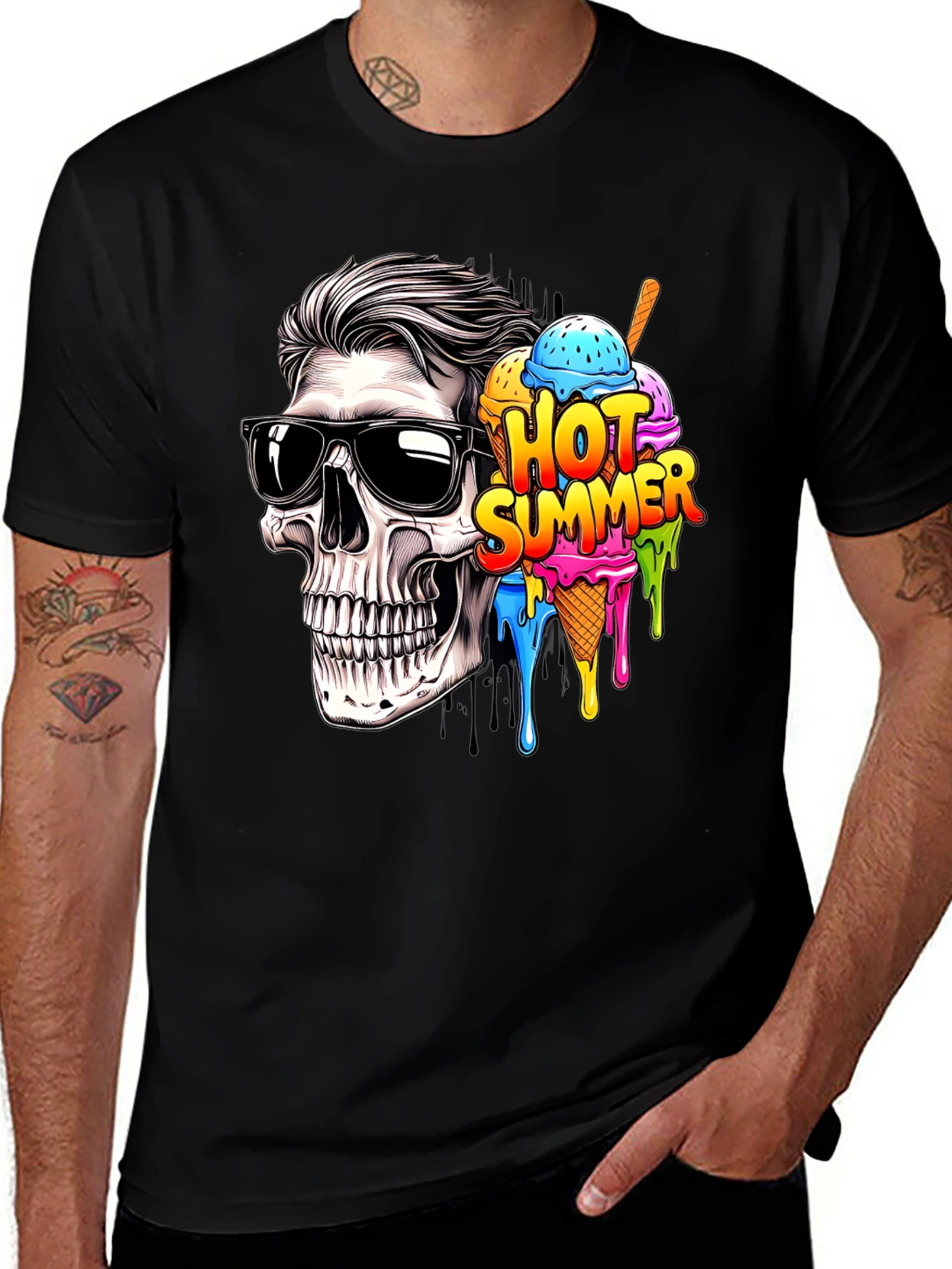 Variant 14 of Skull & Ice Cream Graphic Tee: Hot Summer Style