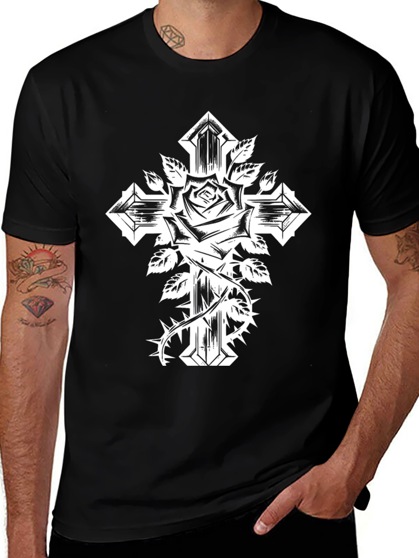 Variant 11 of Rose and Cross Graphic Tee