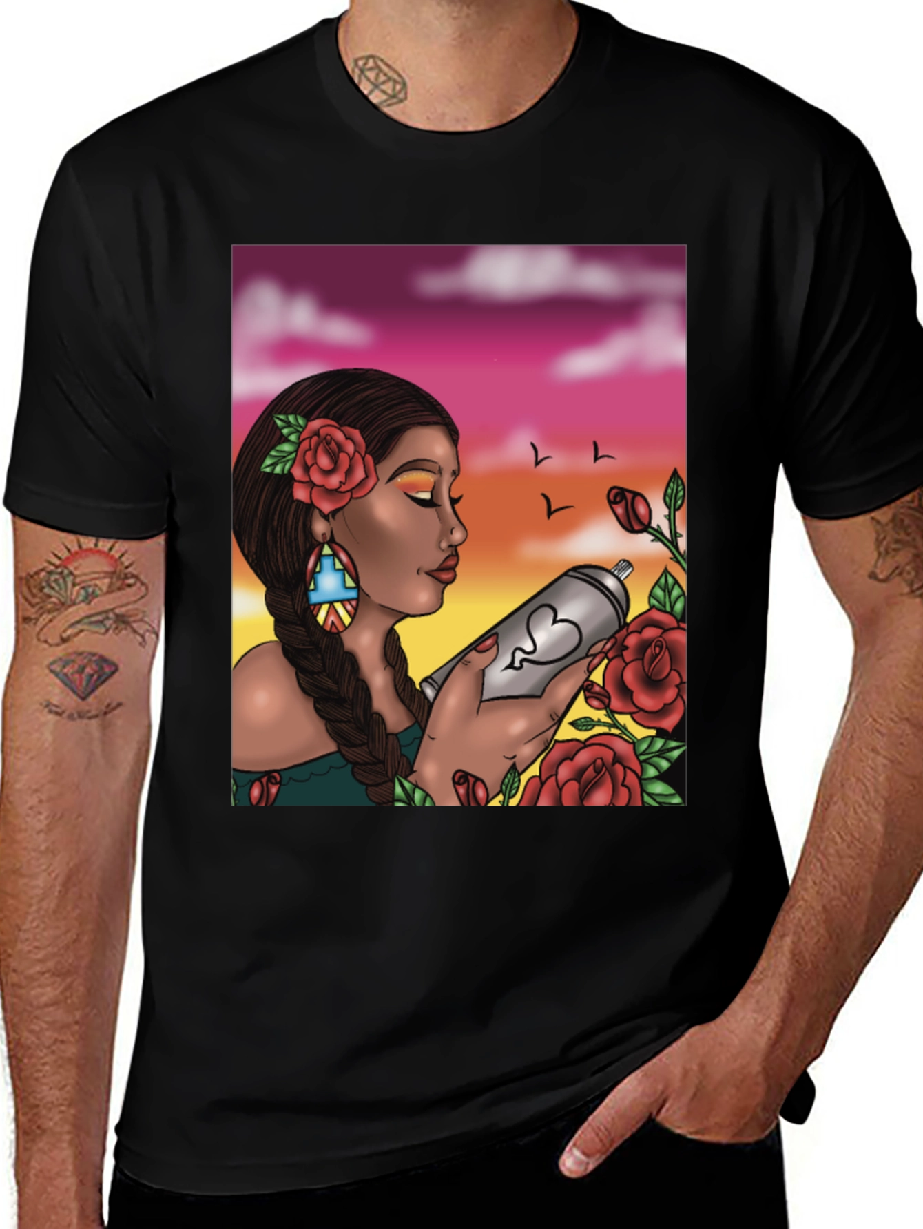 Variant 9 of Artistic Woman with Spray Can Black T-Shirt