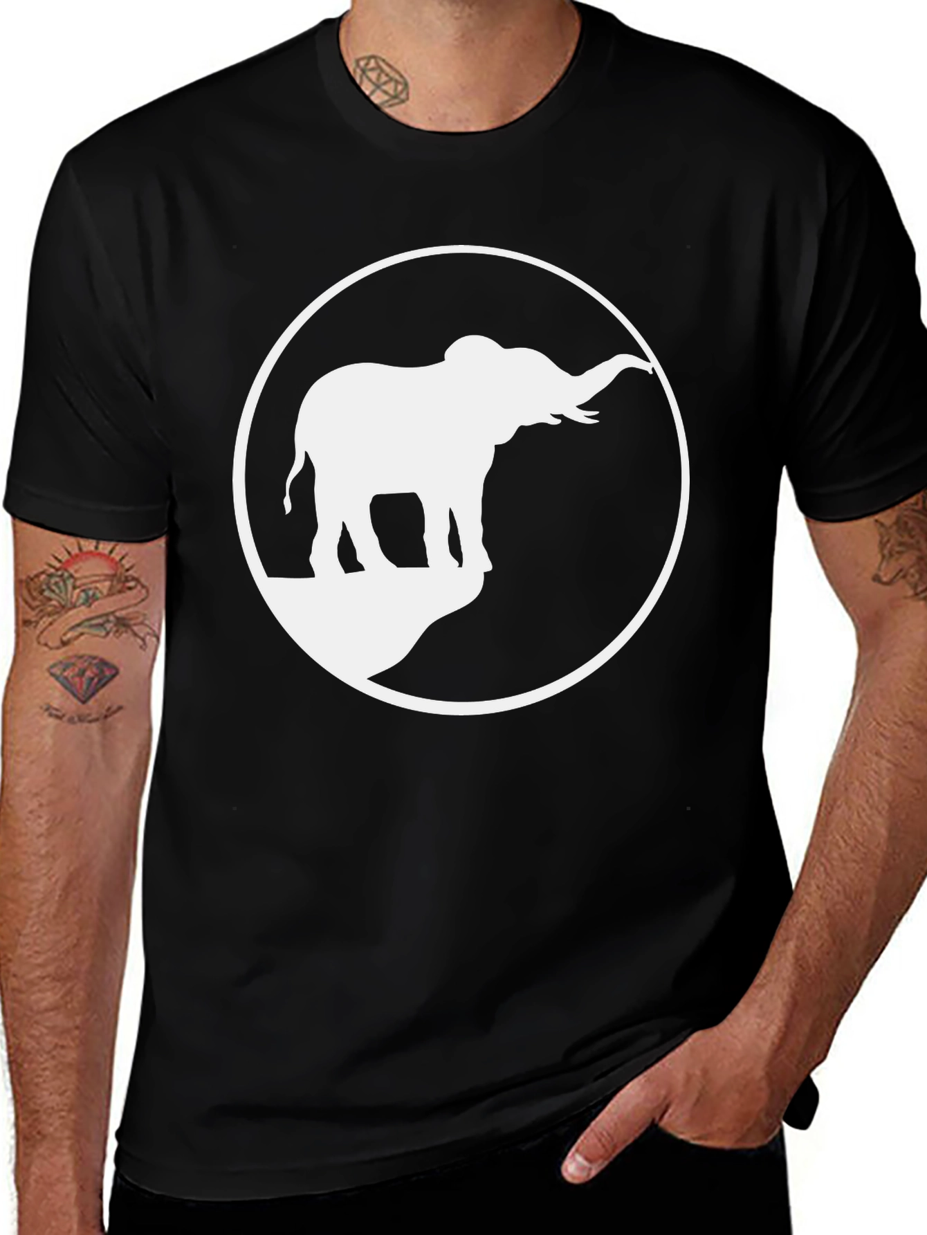 Variant 29 of Elephant Silhouette Graphic Tee - Casual Style