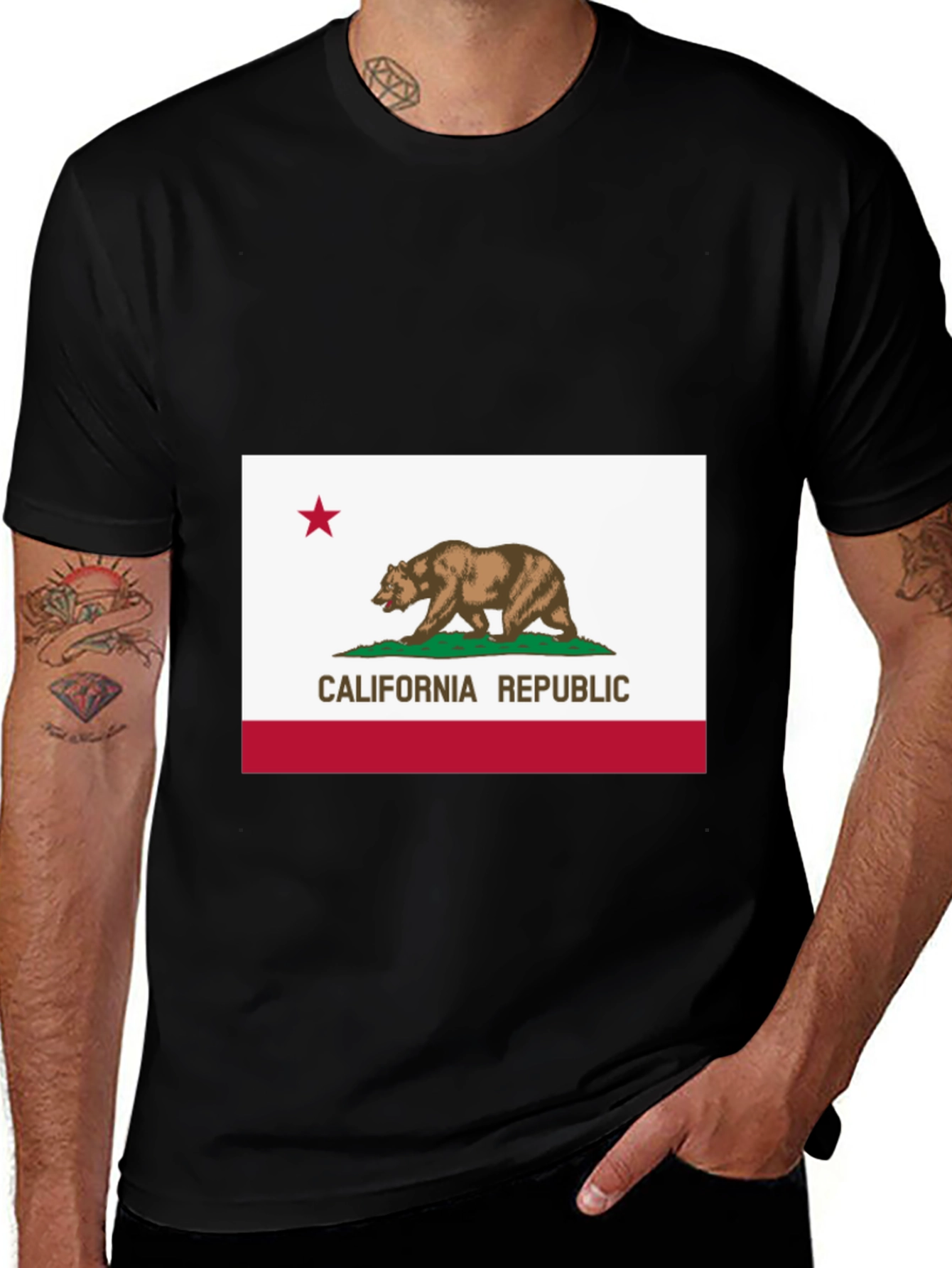 California Republic Bear Tee - Black Cotton Shirt