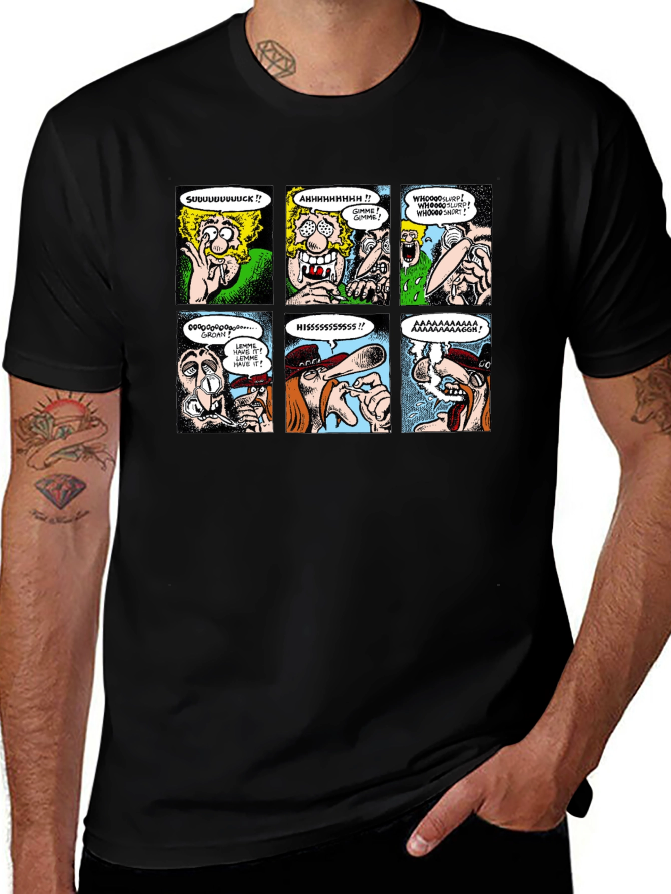 Cartoon Panel Graphic Print T-Shirt