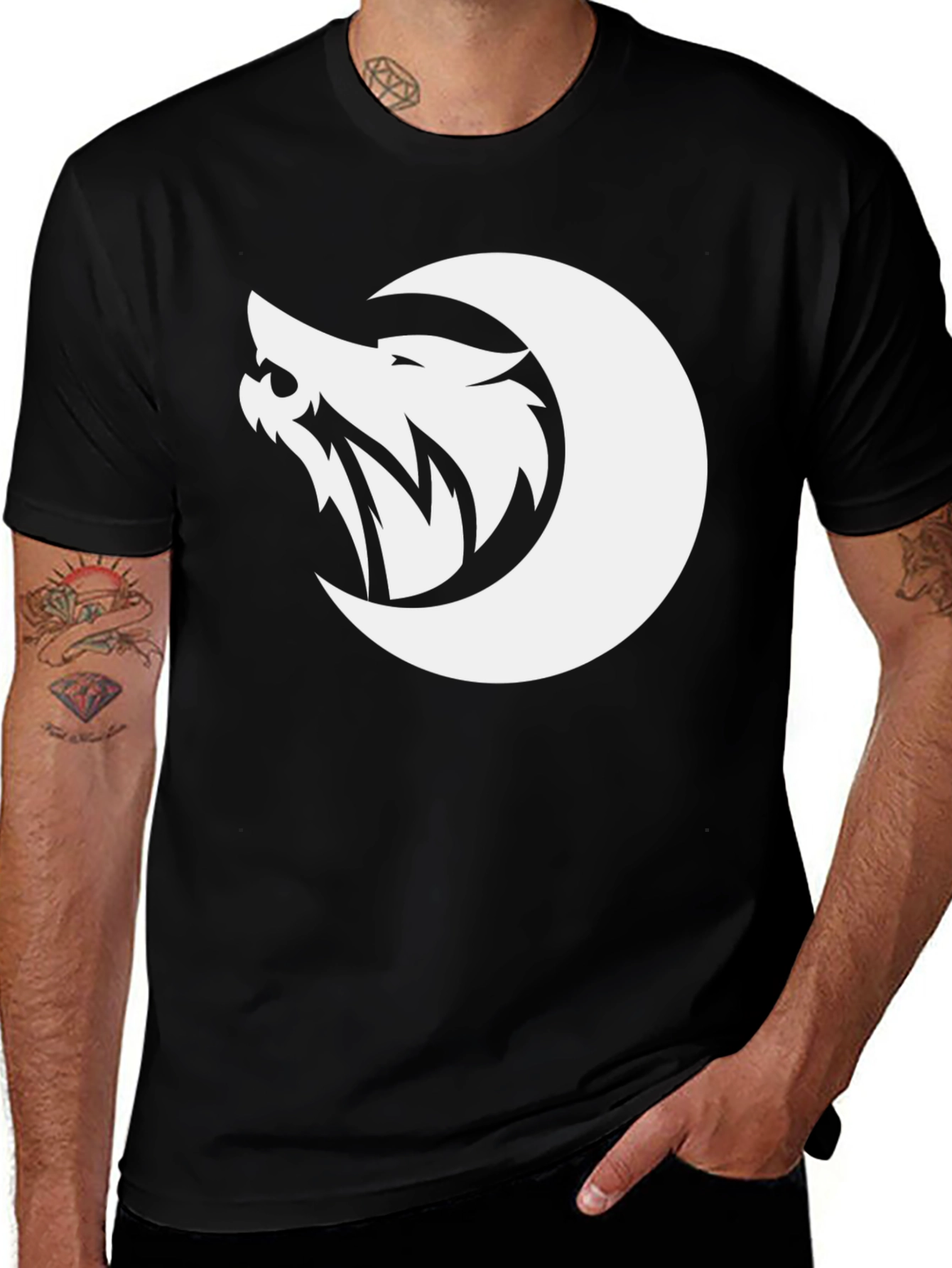 Variant 3 of Wolf Moon Graphic T-Shirt - Black