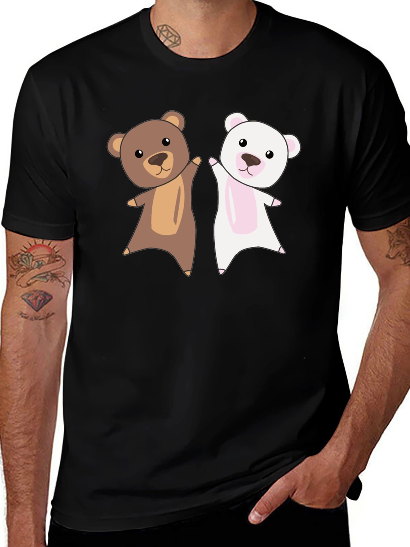 Variant 24 of Cute Bears Graphic Black T-Shirt