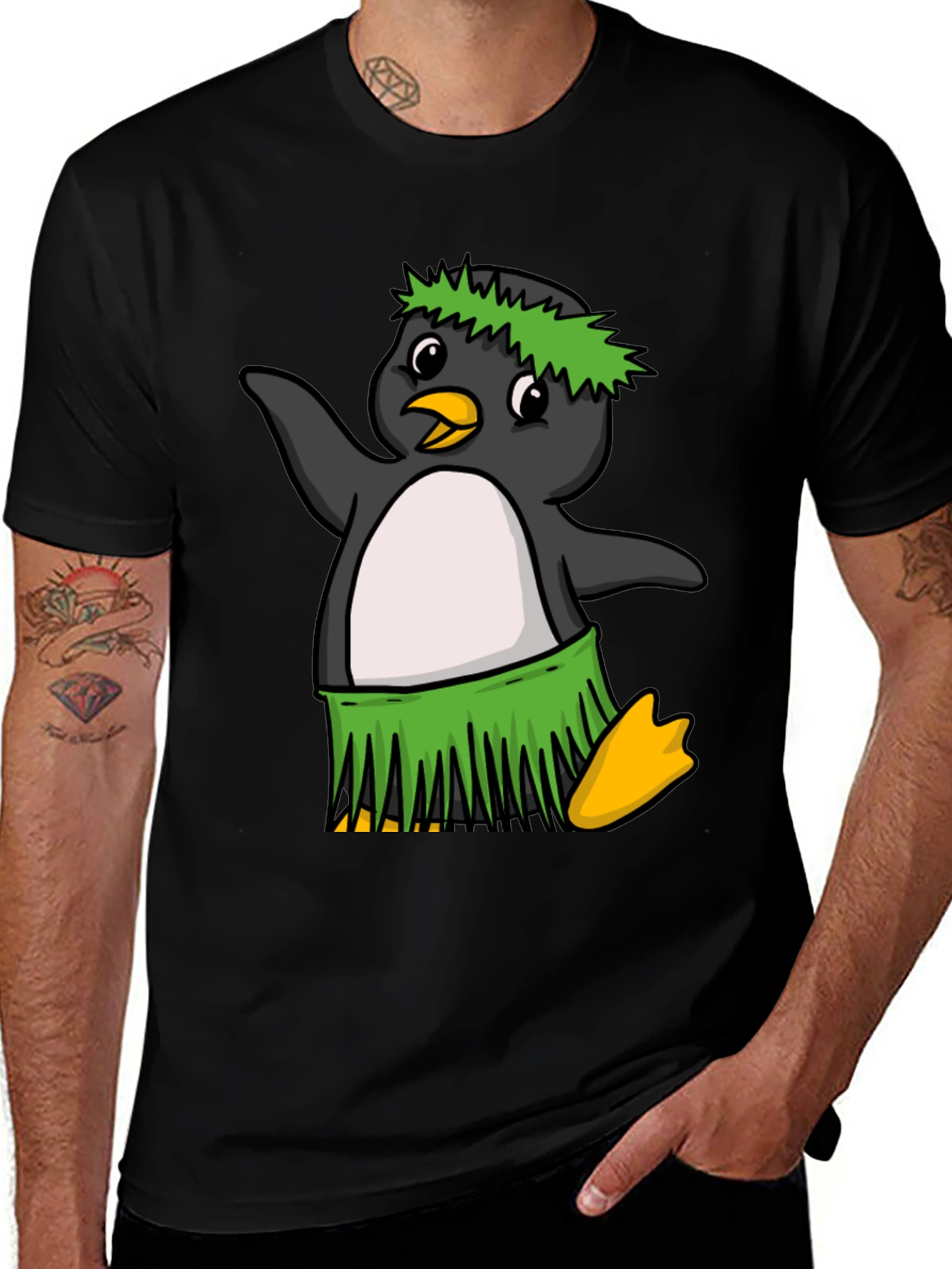 Variant 25 of Hawaiian Penguin Graphic Tee - Black