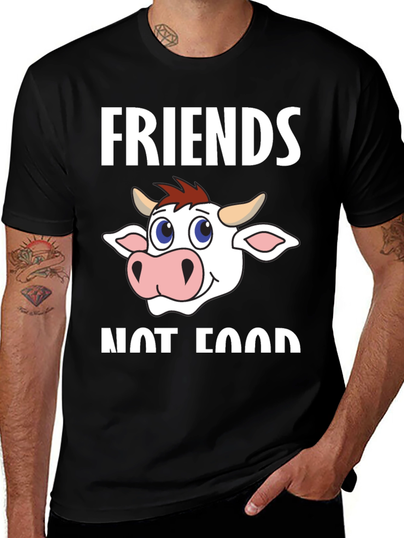 Variant 4 of Friends Not Food T-Shirt - Vegan Cow Graphic Tee