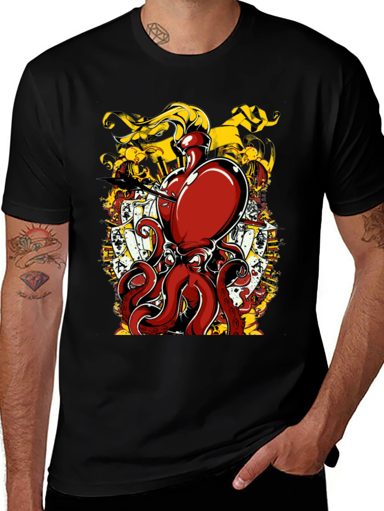 Variant 17 of Octopus Poker Card Graphic T-Shirt