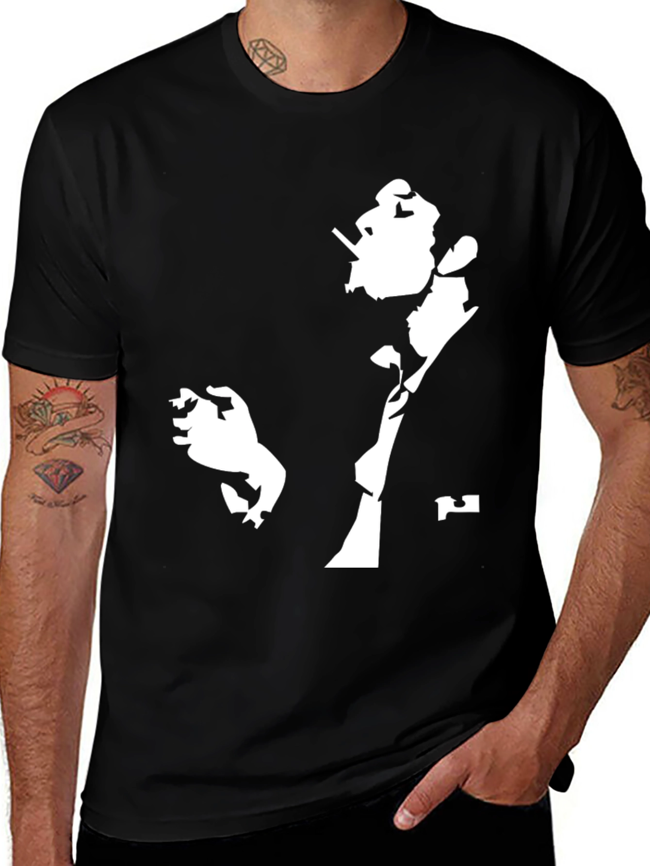 Variant 12 of Silhouette Smoking Man Black Graphic Tee