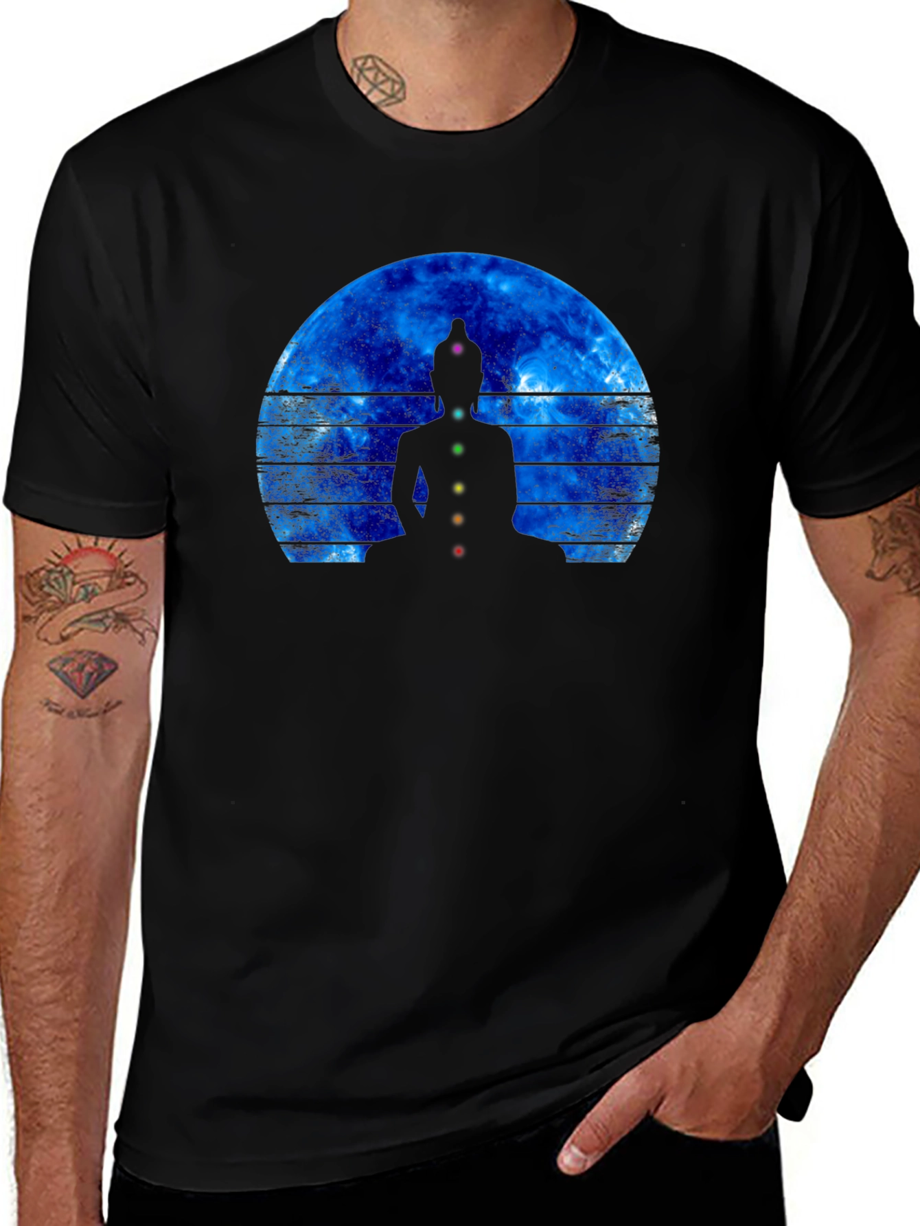 Variant 15 of Chakra Buddha Graphic Tee - Meditative Style