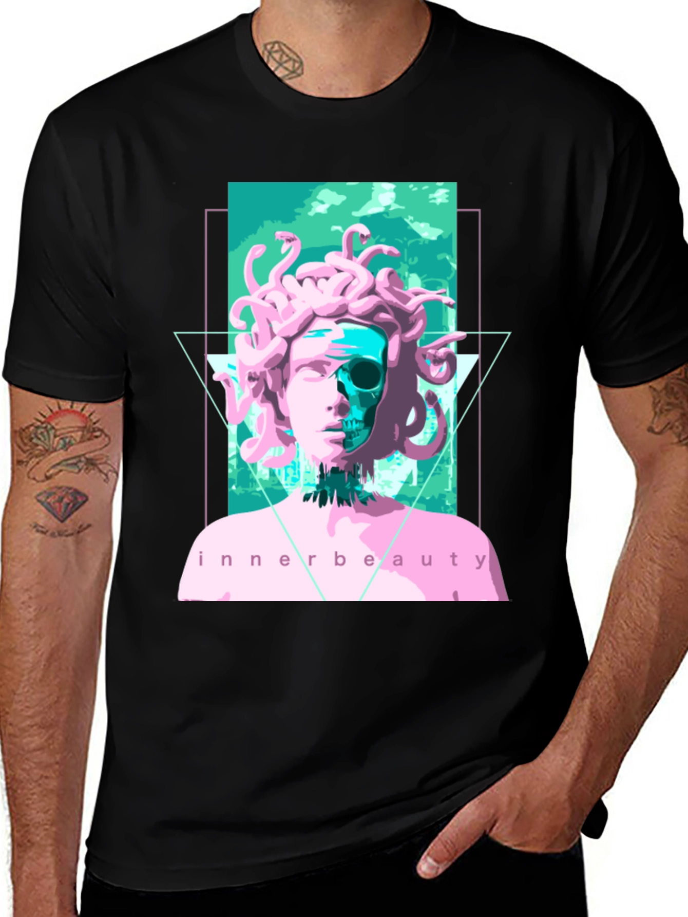Variant 26 of Medusa Inner Beauty Graphic Tee - Black T-Shirt