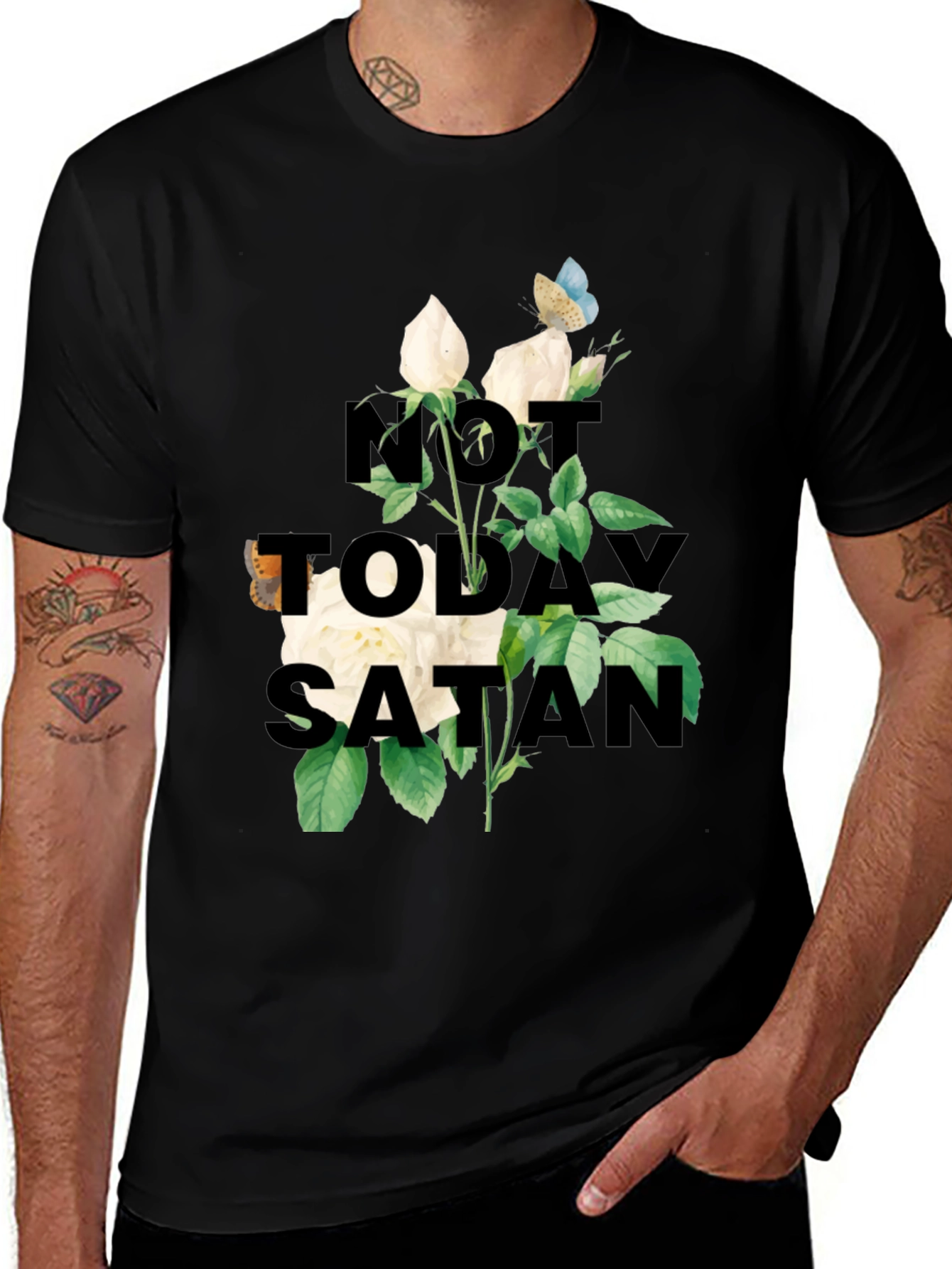 Not Today Satan T-Shirt | Floral Graphic Tee