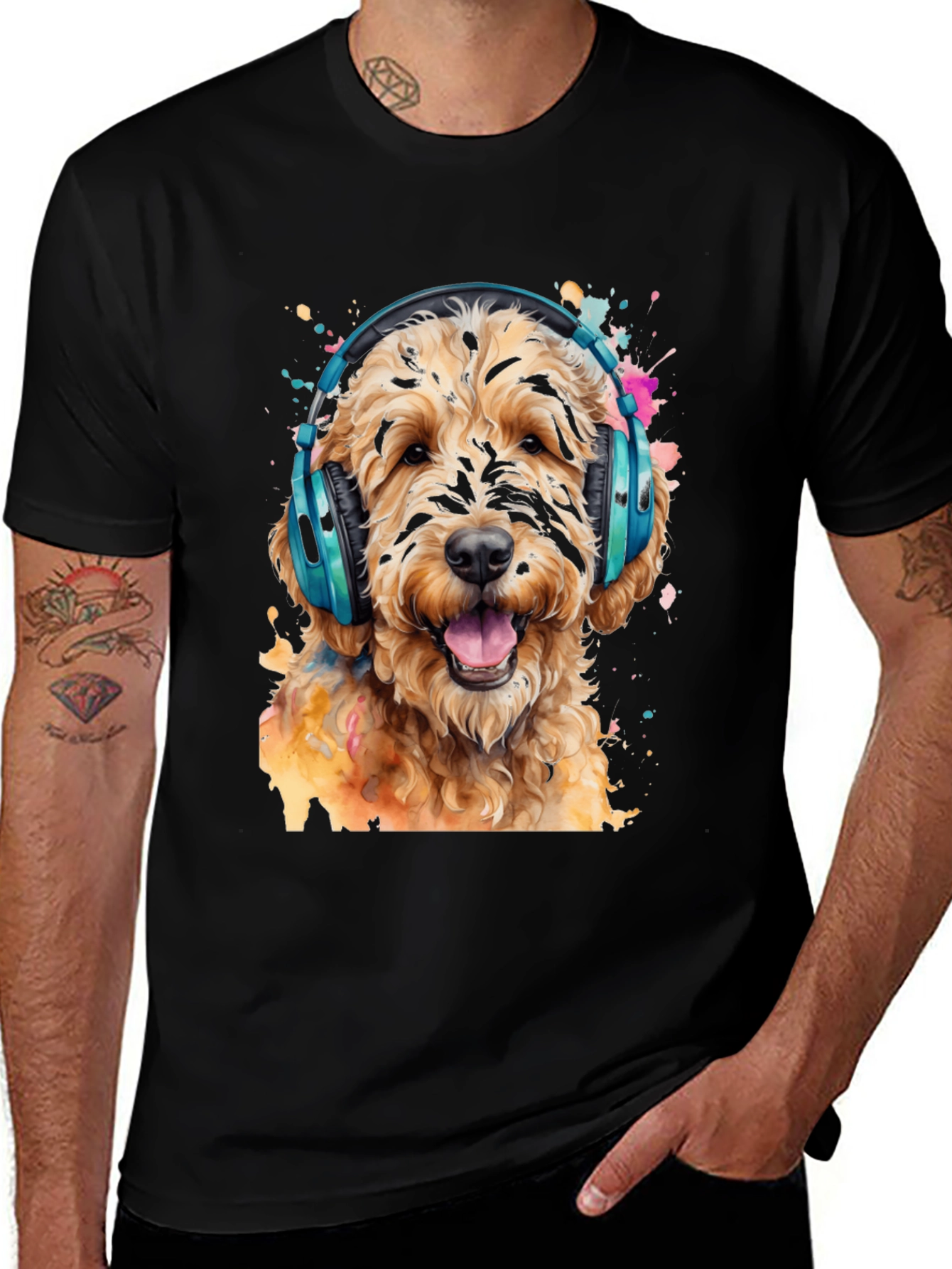 Variant 27 of Dog with Headphones Graphic Tee