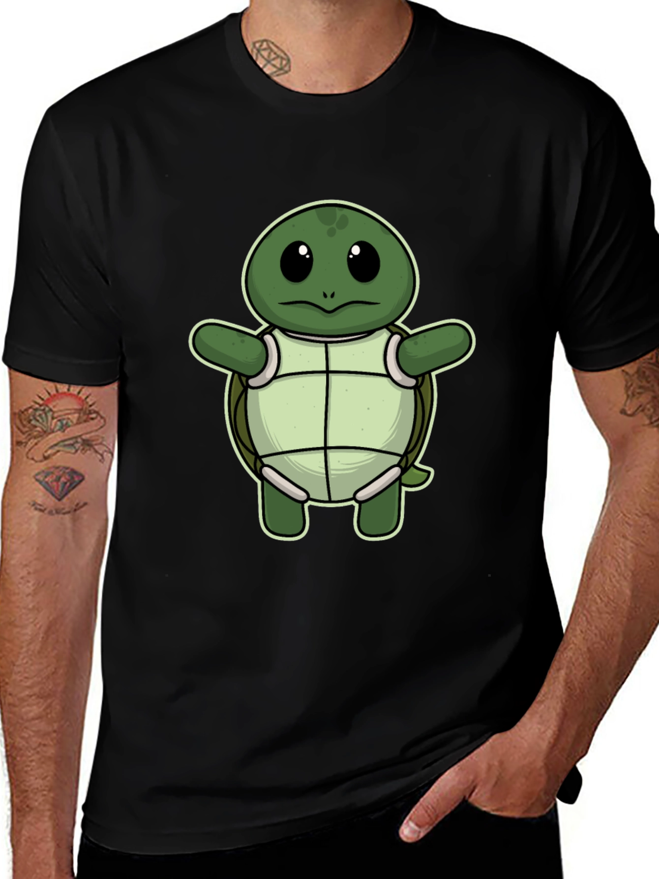 Variant 13 of Cute Turtle Graphic Black T-Shirt