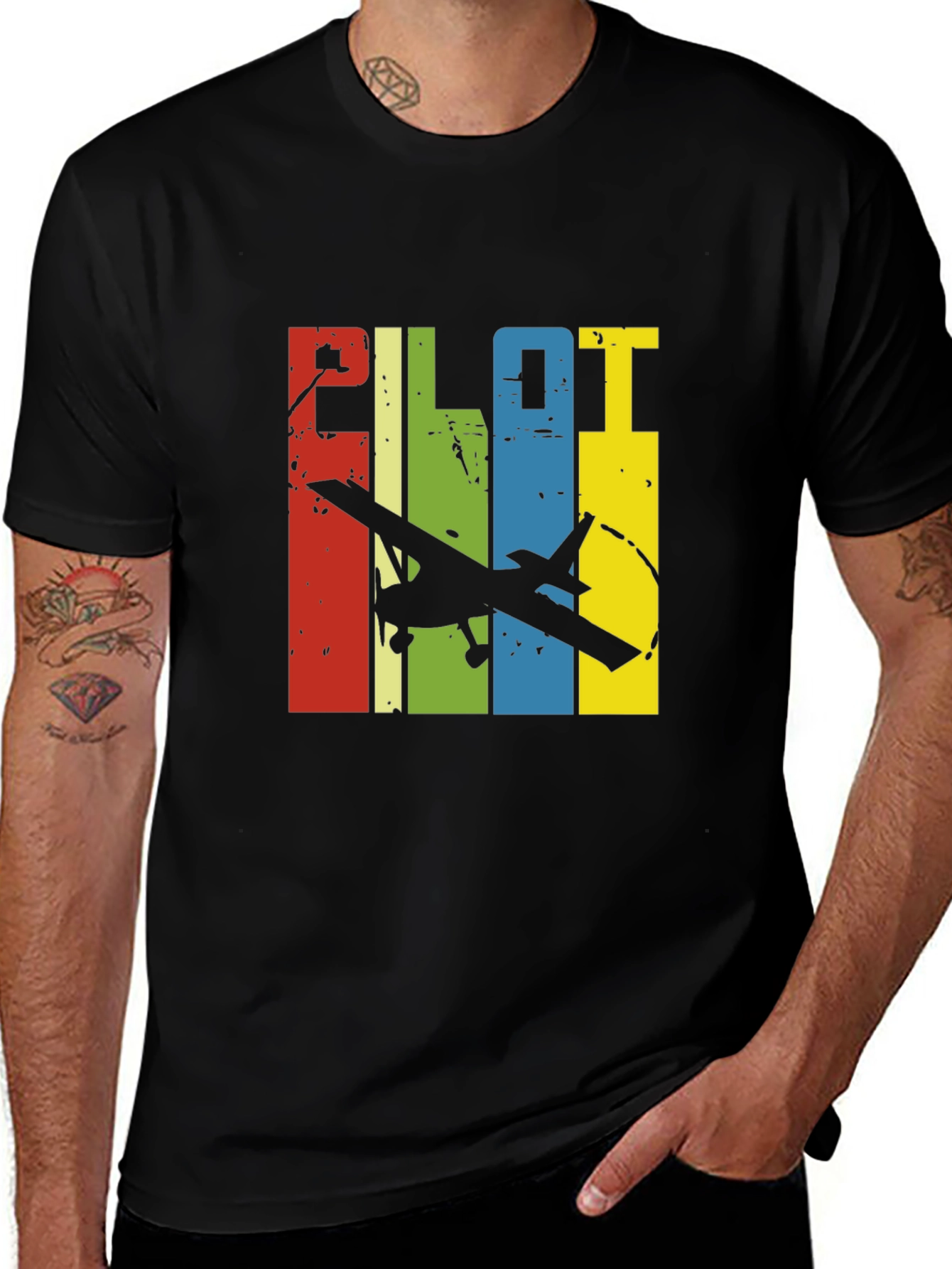 Variant 8 of Pilot Airplane Graphic Tee - Retro Design