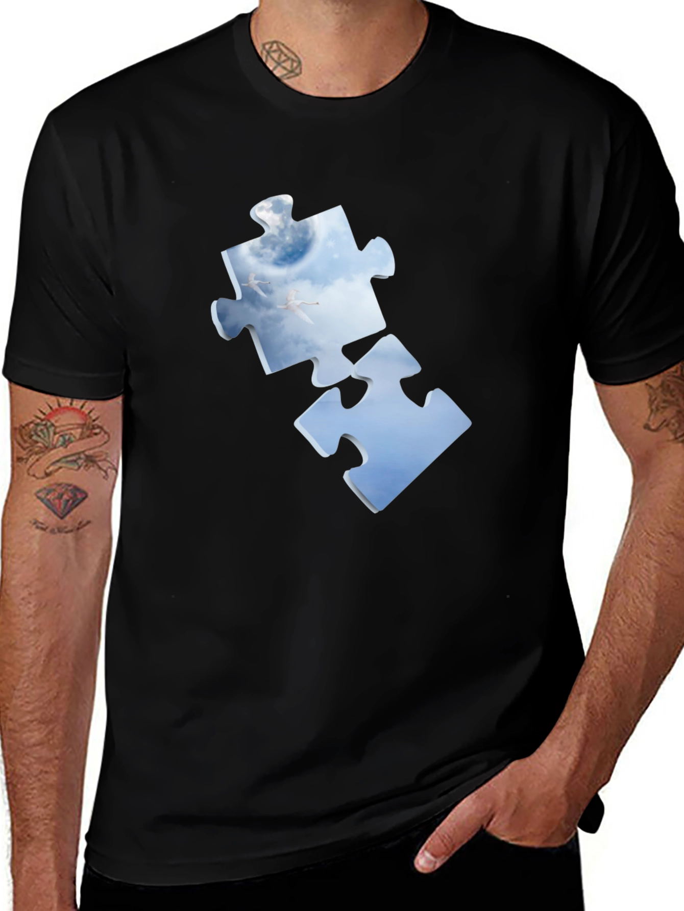 Variant 16 of Sky Puzzle Piece Graphic Tee - Unique Design
